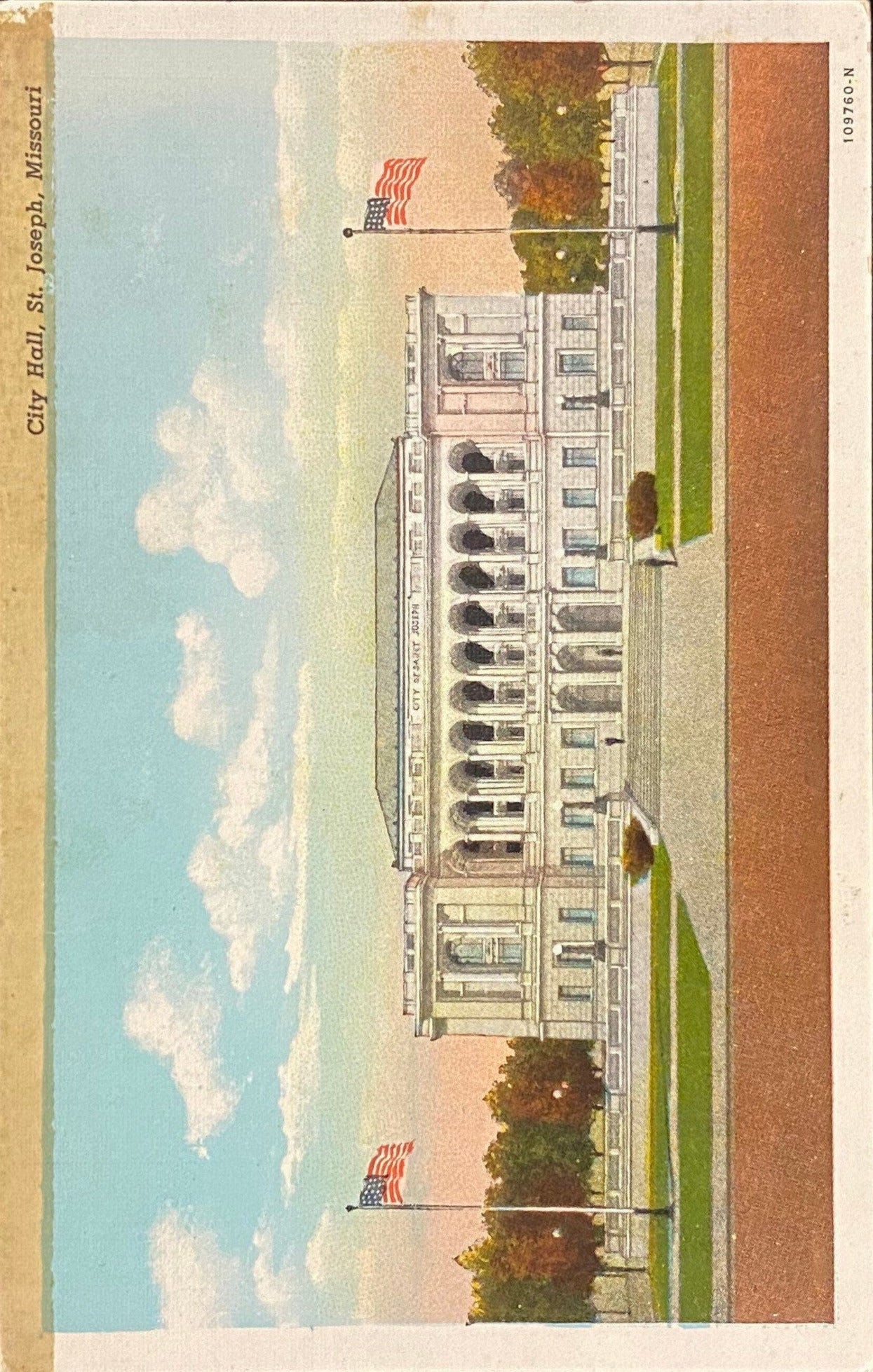 City Hall, St. Joseph, Missouri - 1940s Linen Postcard