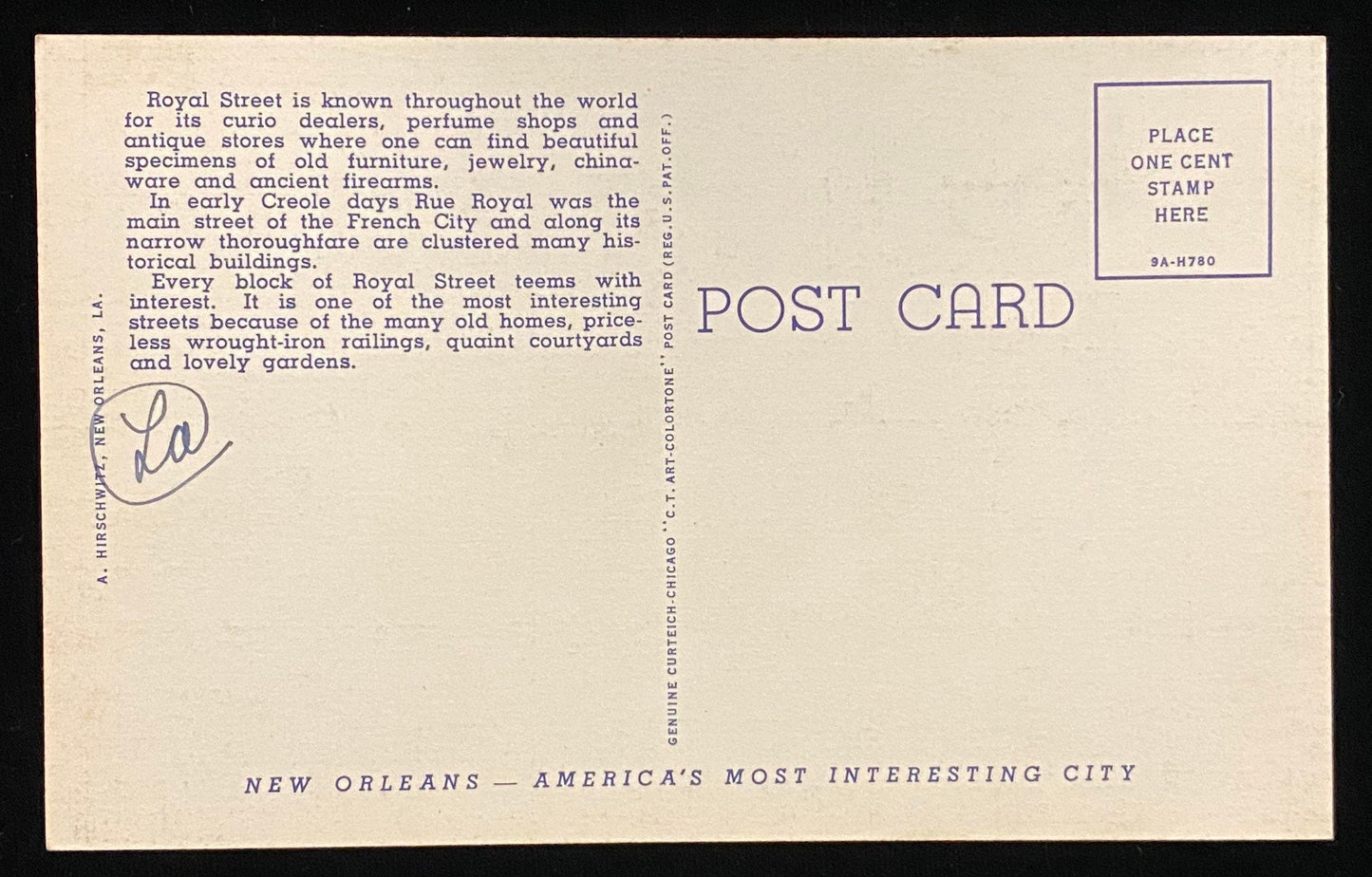 Royal Street - New Orleans, Louisiana - French Quarter - 1939 Linen Postcard
