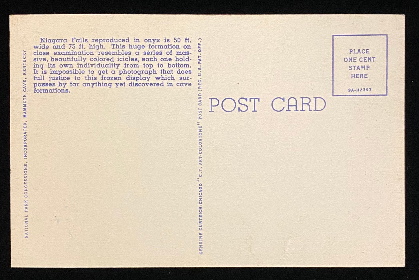 Frozen Niagara in Mammoth Cave, Kentucky - Frozen Niagara Entrance - 1939 Linen Postcard