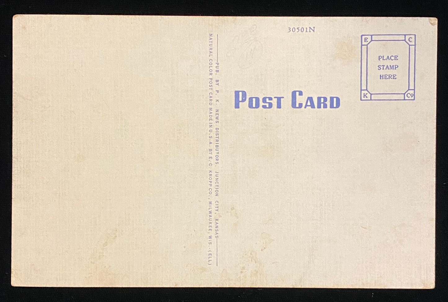 Water Jump - Fort Riley, Kansas - 1940s Linen Postcard