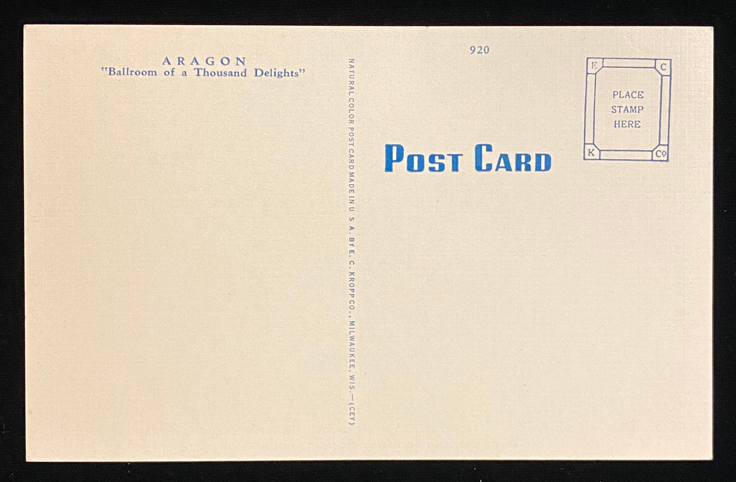 Aragon Ballroom, Lawrence Near Broadway, Chicago, Illinois - 1940s Linen Postcard