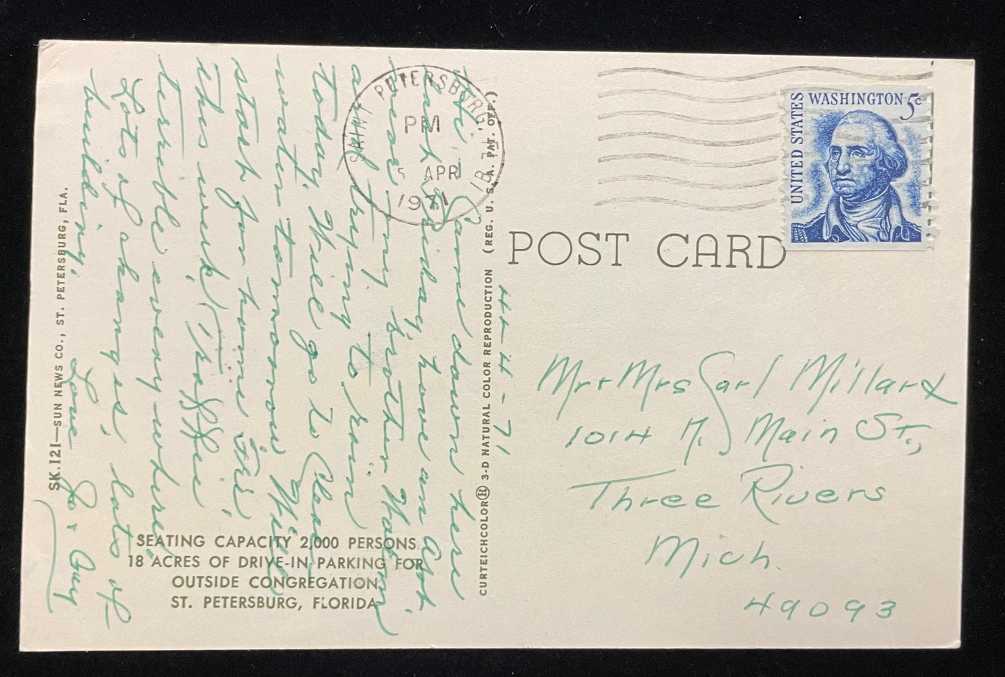 Pasadena Community Church, St. Petersburg, Florida - Vintage Postcard