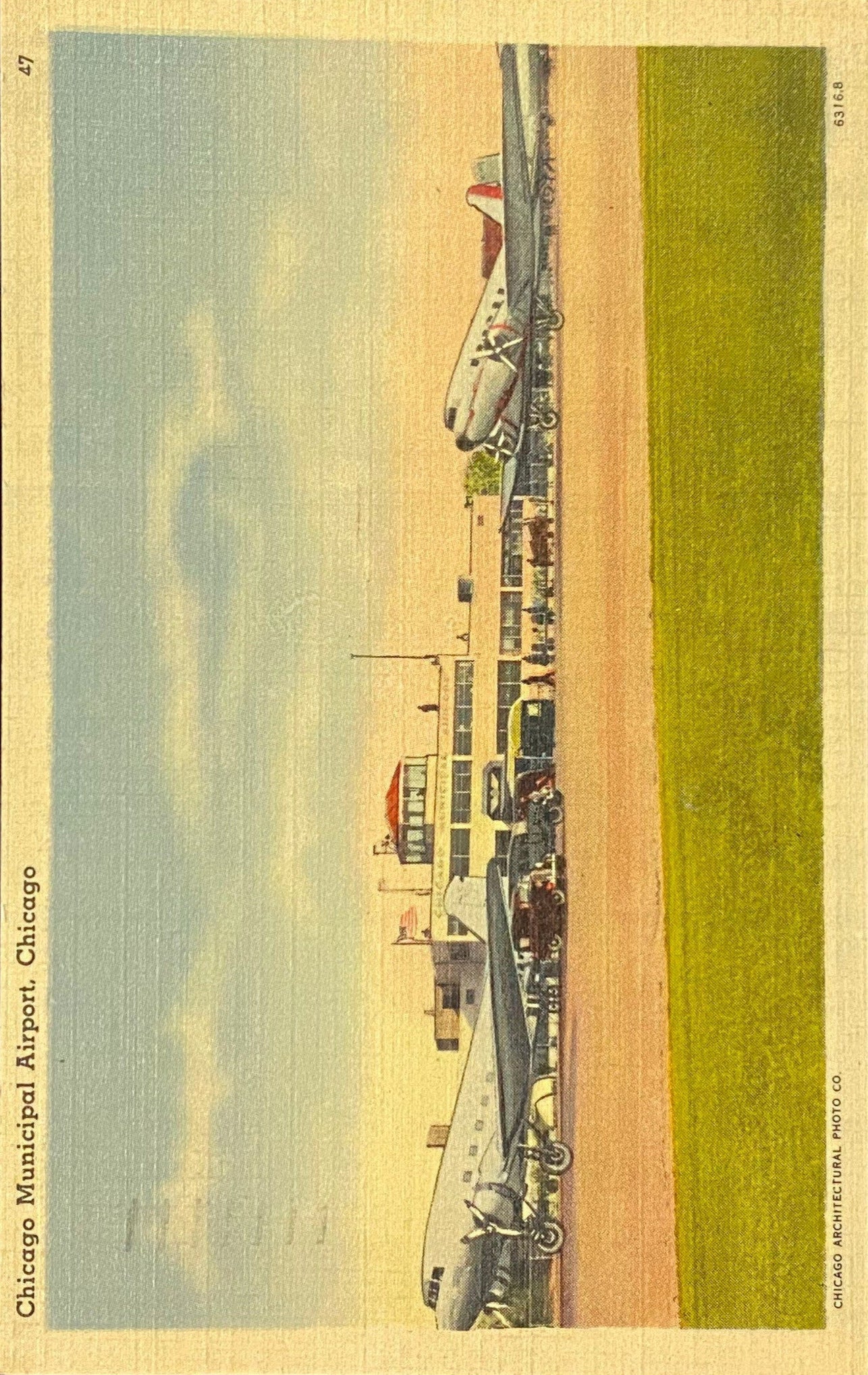 Chicago Municipal Airport - Chicago, Illinois - 1930s Linen Postcard