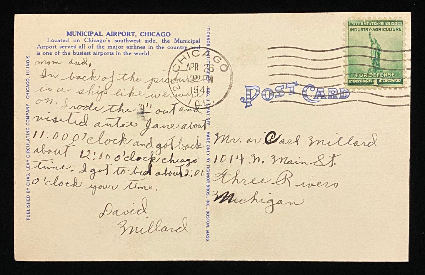 Chicago Municipal Airport - Chicago, Illinois - 1930s Linen Postcard