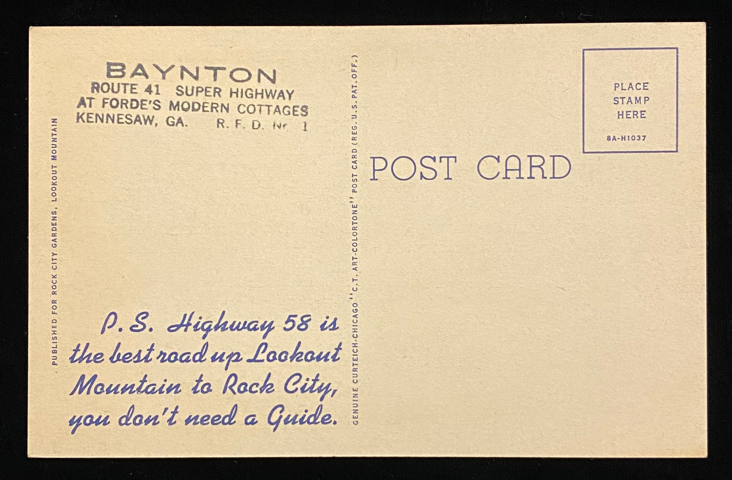Rock City Gardens - Lookout Mountain, Georgia - 1938 Linen Postcard