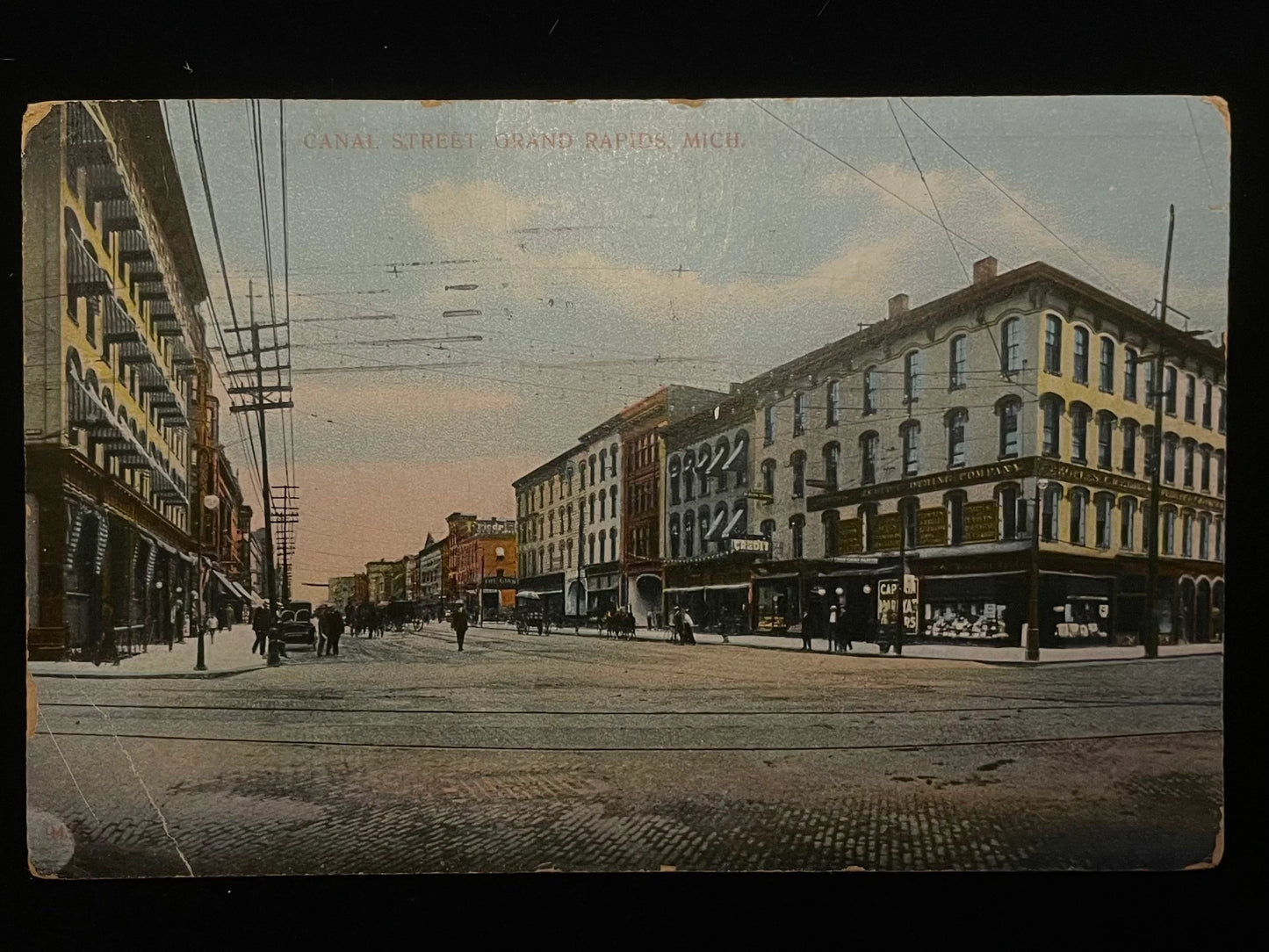Canal Street - Grand Rapids, Michigan - 1910s Postcard