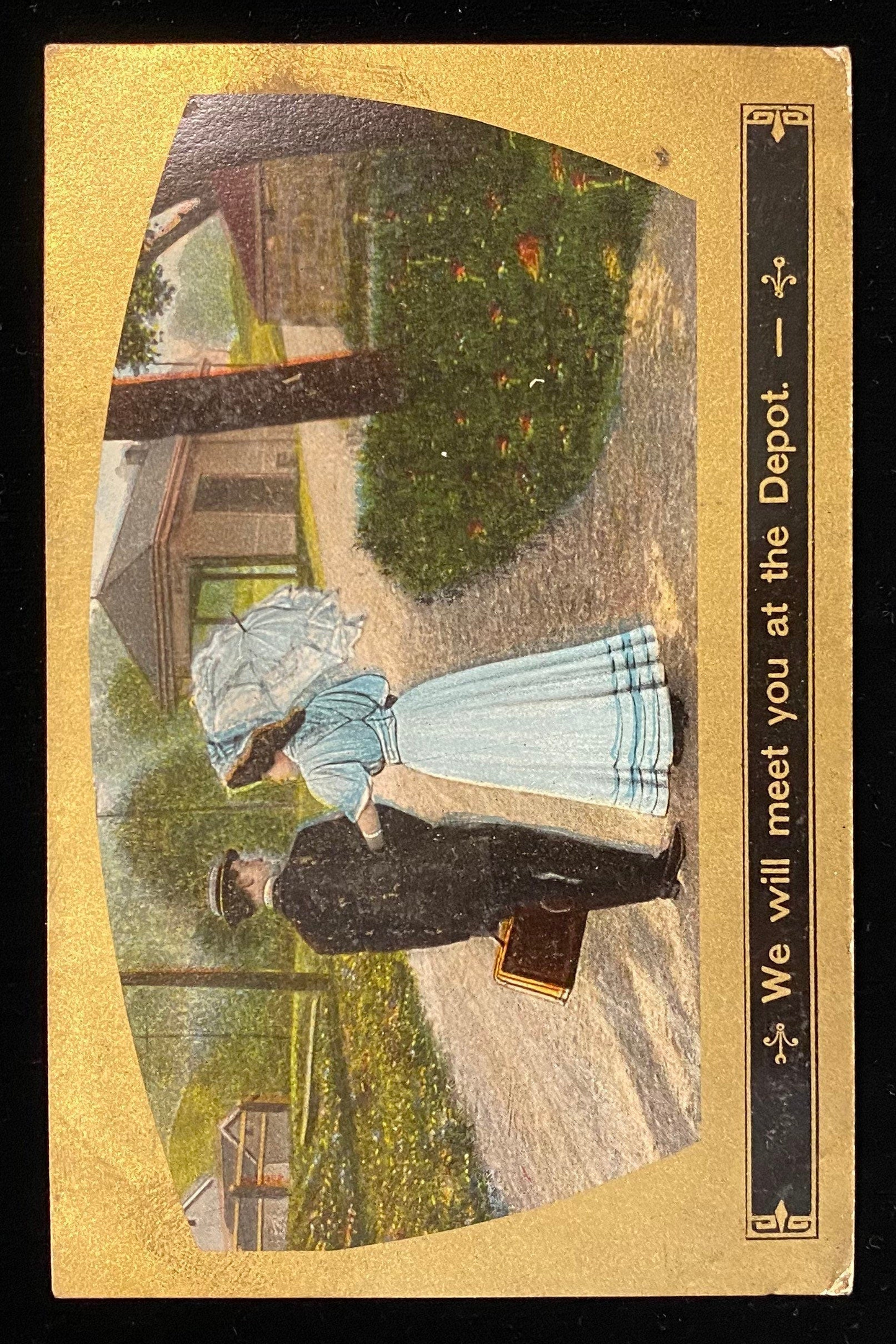 We will meet you at the Depot - Satirical Vintage Postcard