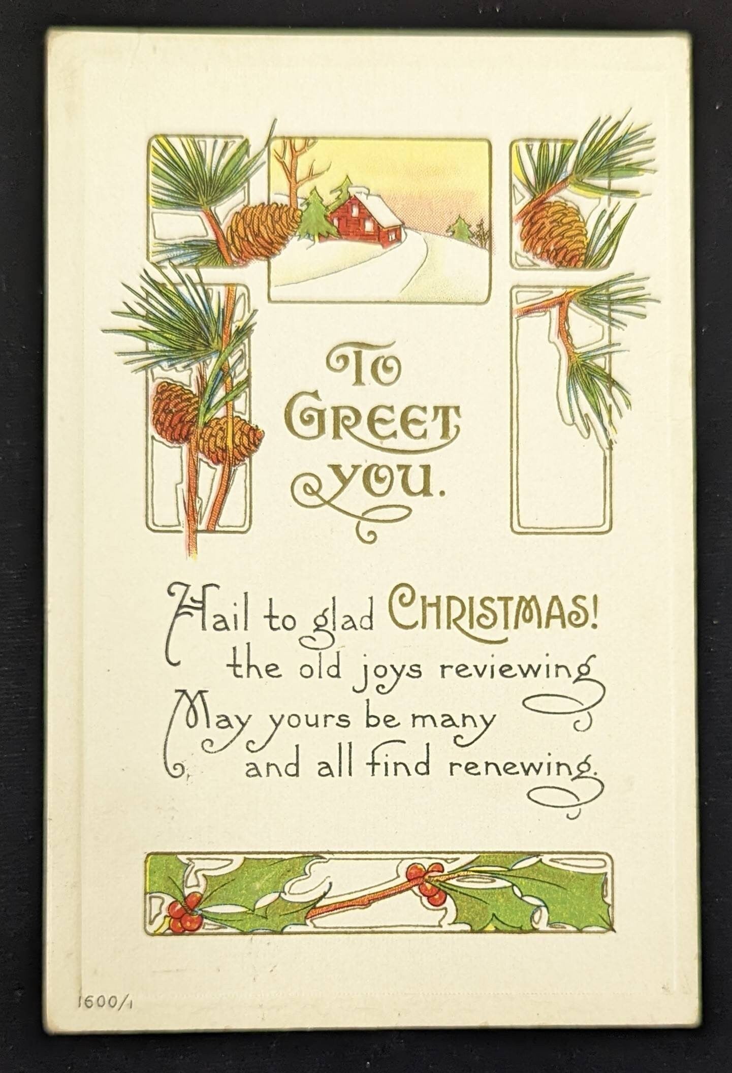 To Greet You - Vintage Christmas Embossed and Engraved Postcard