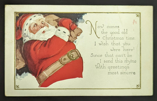 Santa Claus - Vintage 1930s Embossed Christmas Poscard