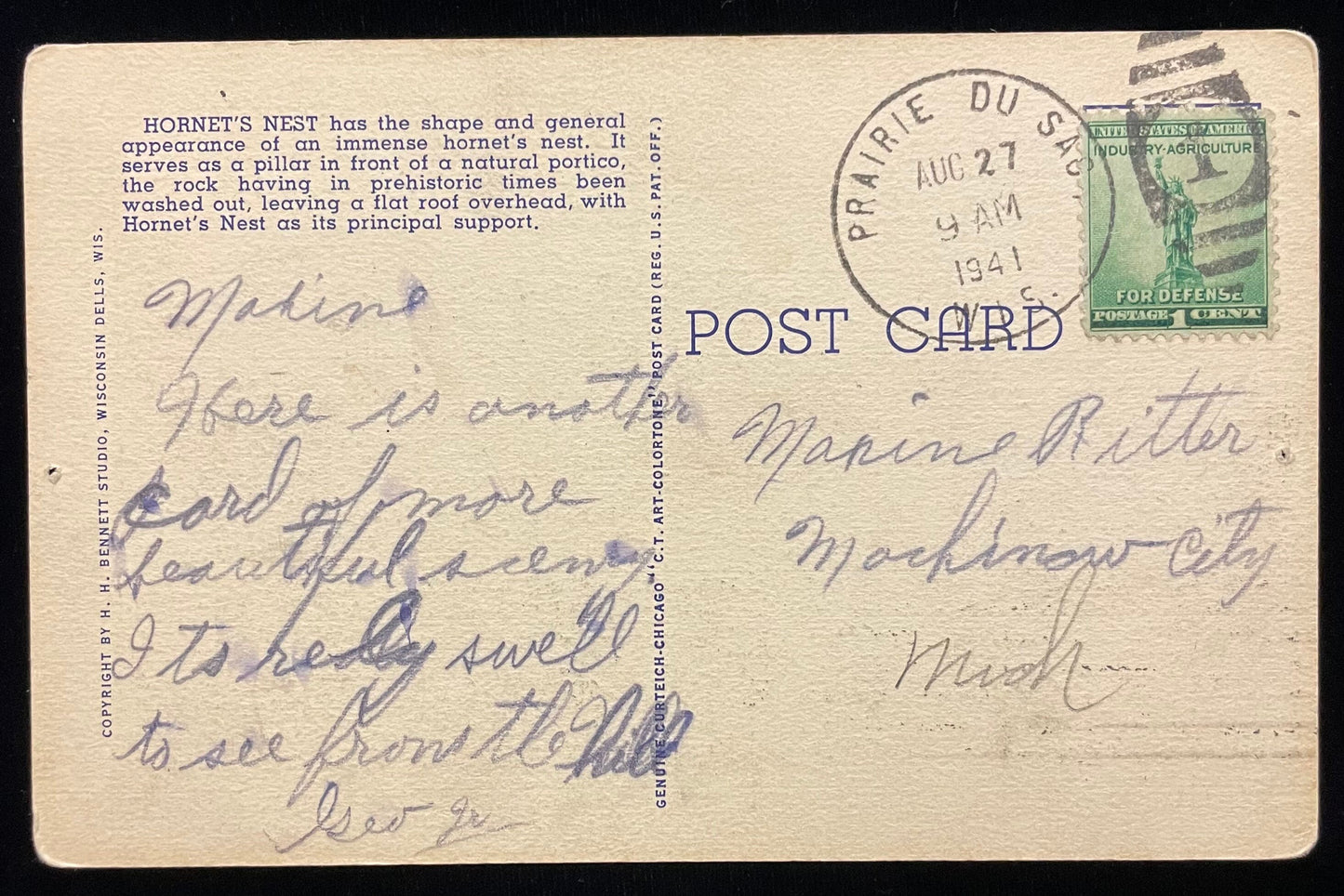 Hornet's Nest, Wisconsin Dells, Wisconsin - Vintage Postcard