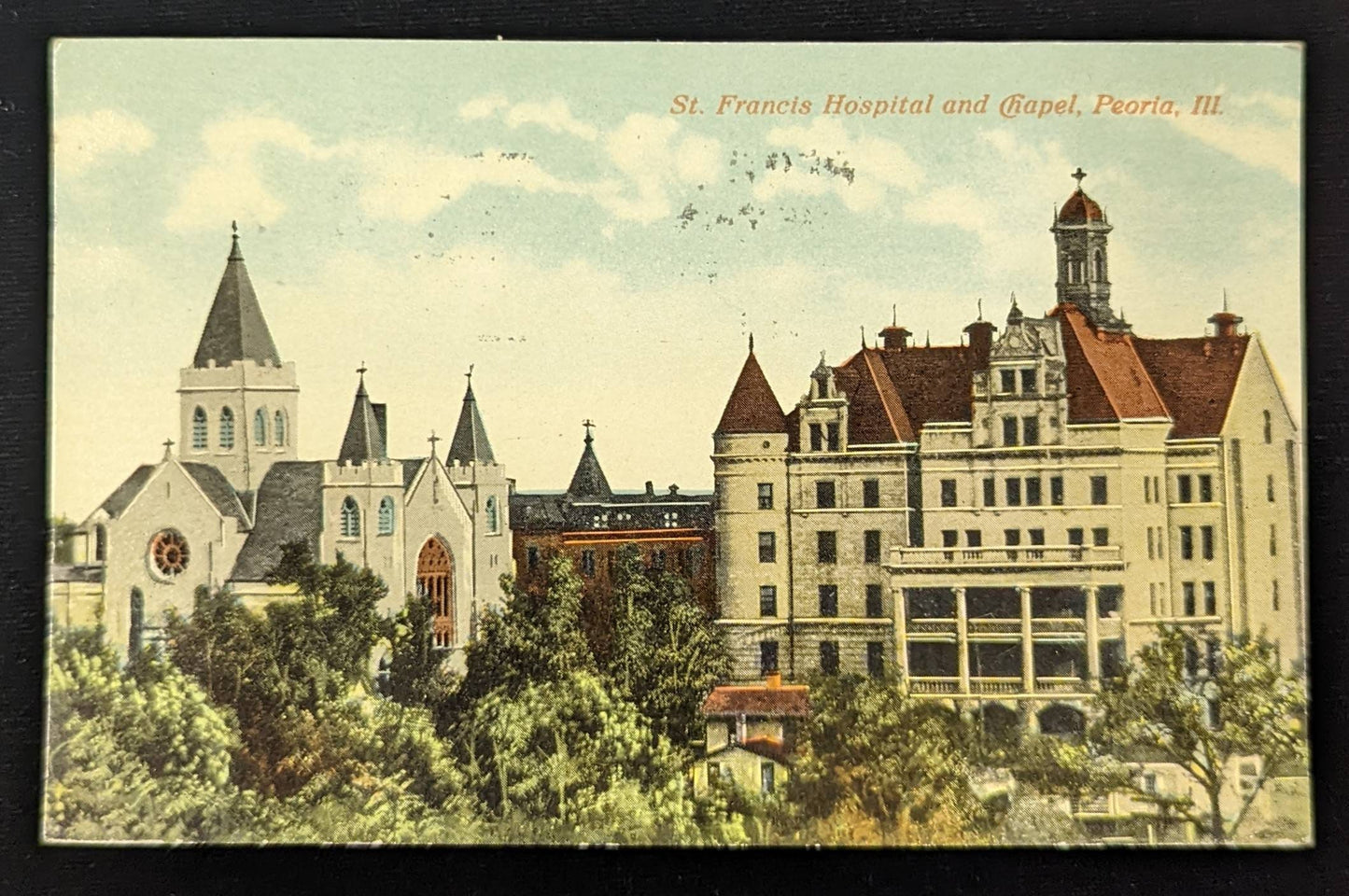 St. Francis Hospital and Chapel, Peoria, Illinois - Vintage Postcard