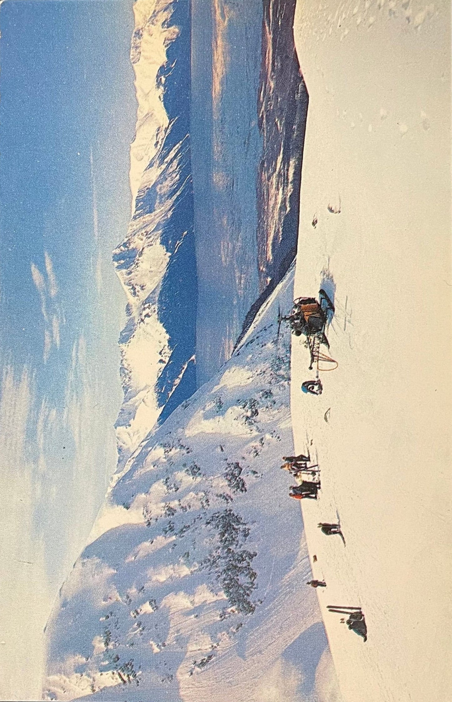 Skiing in Alaska by Helicopter-Lift - 1950s Alaska Postcard