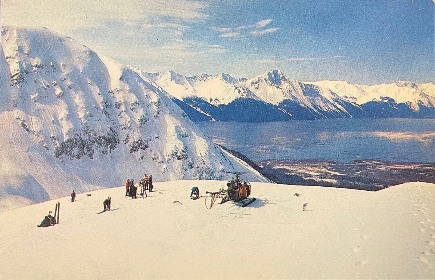Skiing in Alaska by Helicopter-Lift - 1950s Alaska Postcard