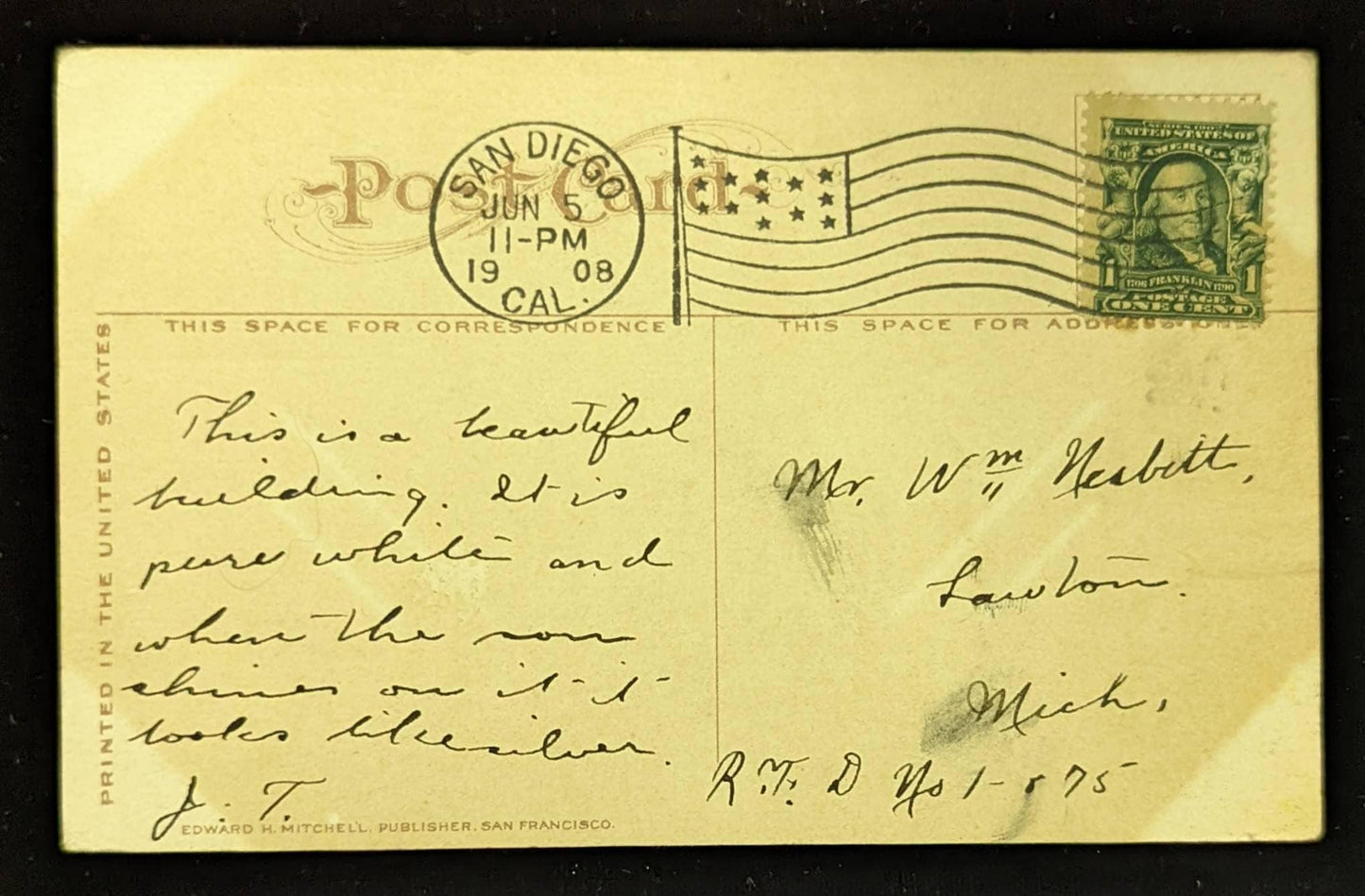 State Normal School - San Diego, California - 1908 Postcard
