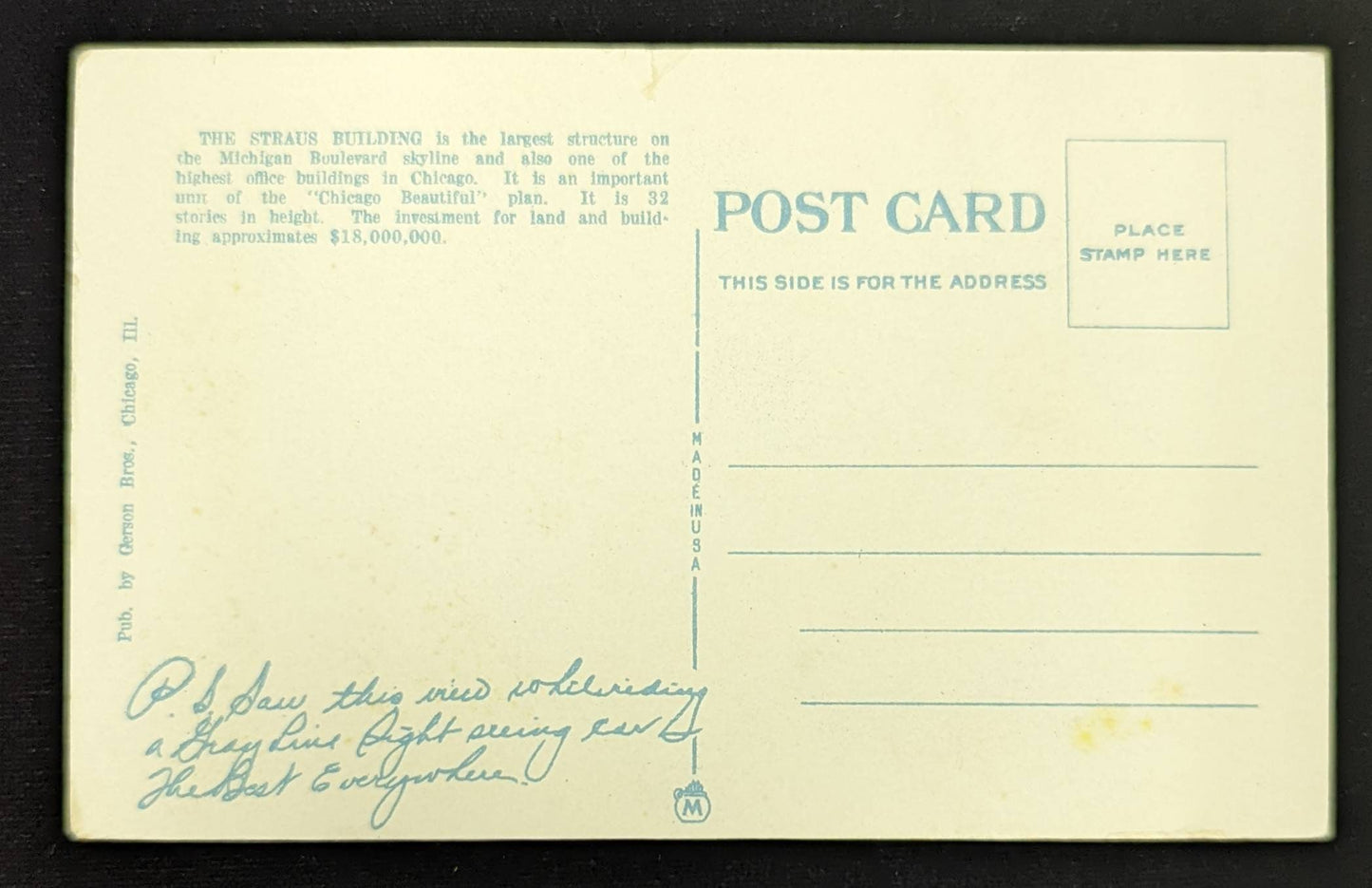 Staus Building, Chicago, Illinois - Vintage Postcard