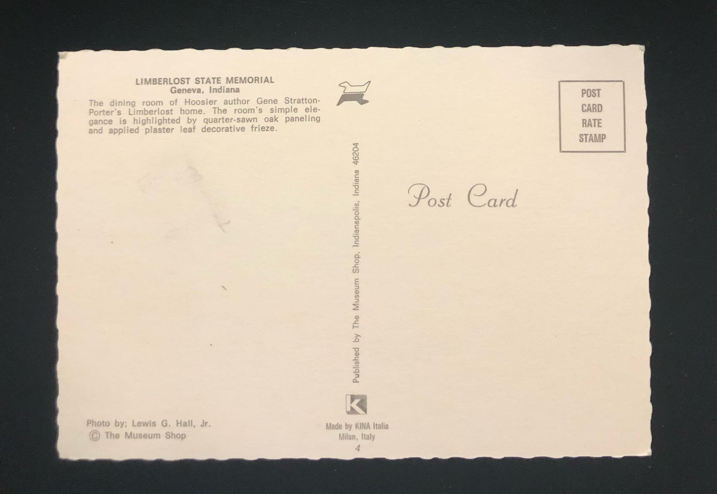 Dining Room -Limberlost State Memorial - Geneva, Indiana - Vintage Postcard