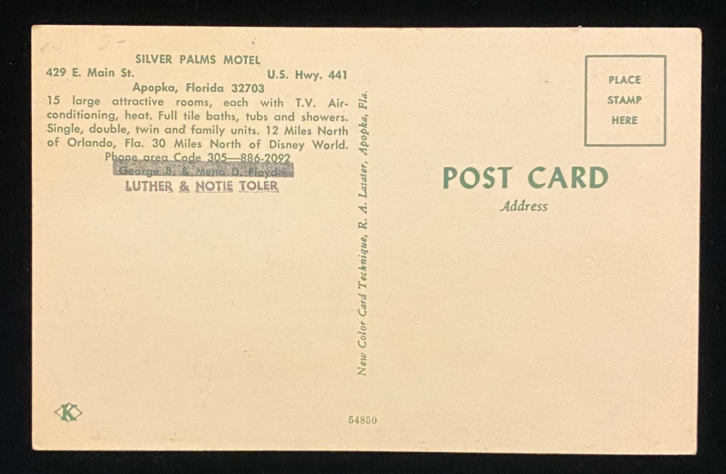 Silver Palms Hotel, Apopka, Florida - Vintage Postcard