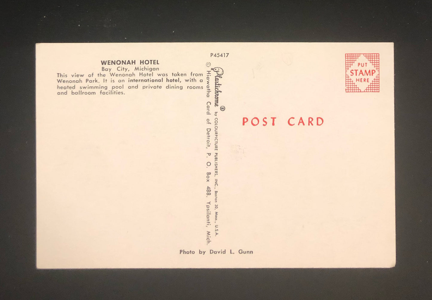 Wenonah Hotel, Bay City, Michigan - Vintage Postcard