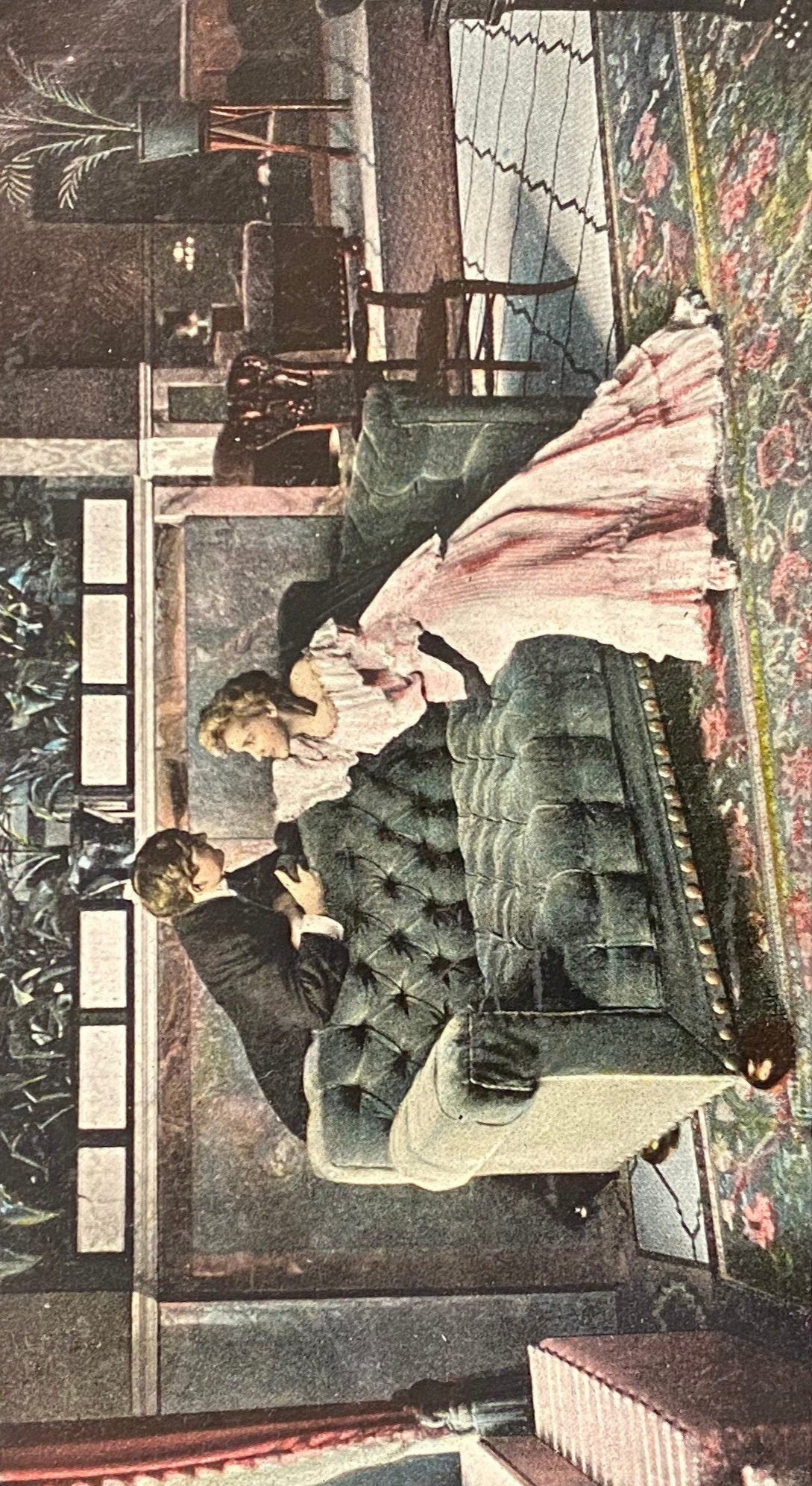 Hearts they did ache, All for her sake - Satirical Vintage Postcard