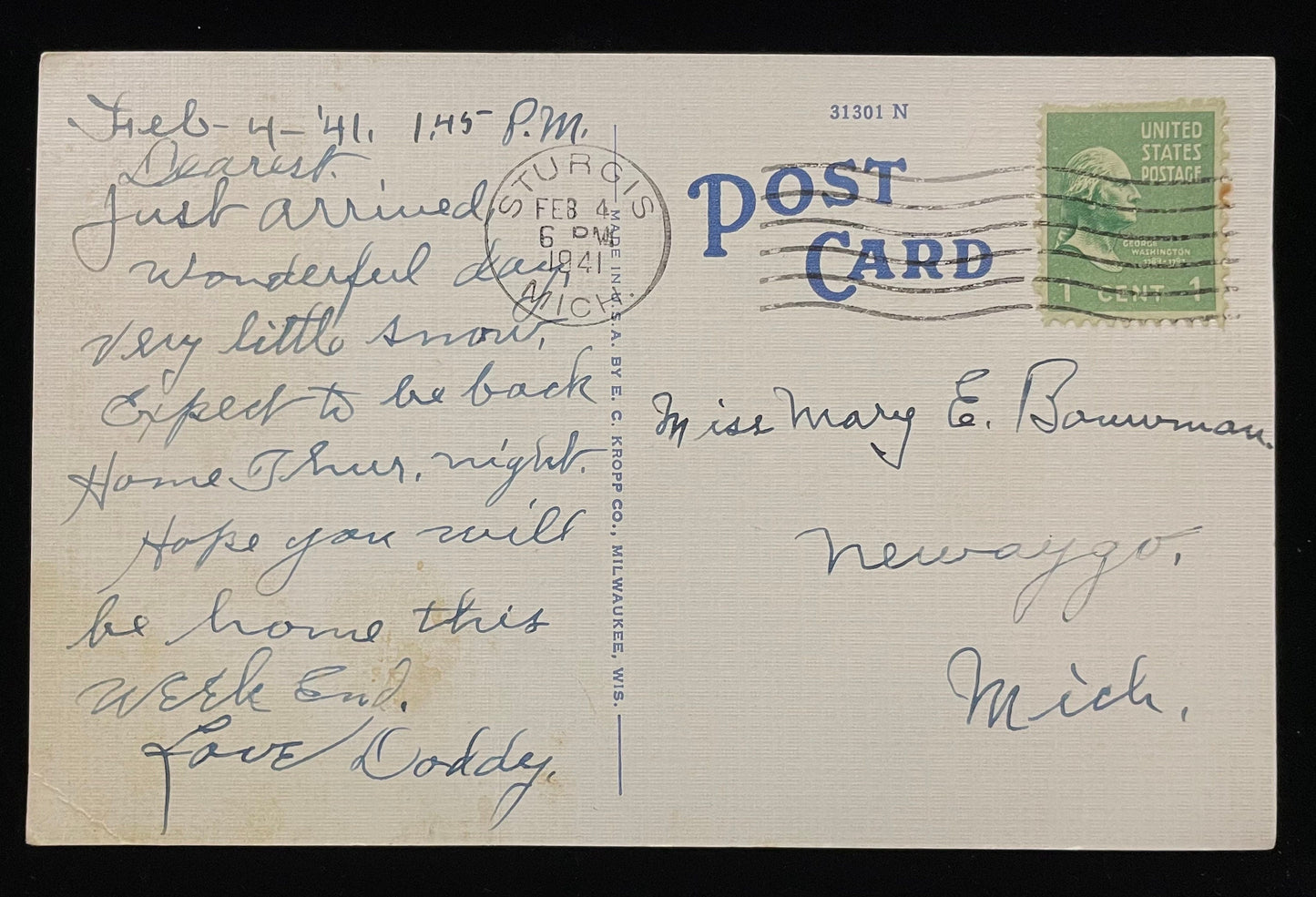 High School, Sturgis, Michigan - Vintage Postcard
