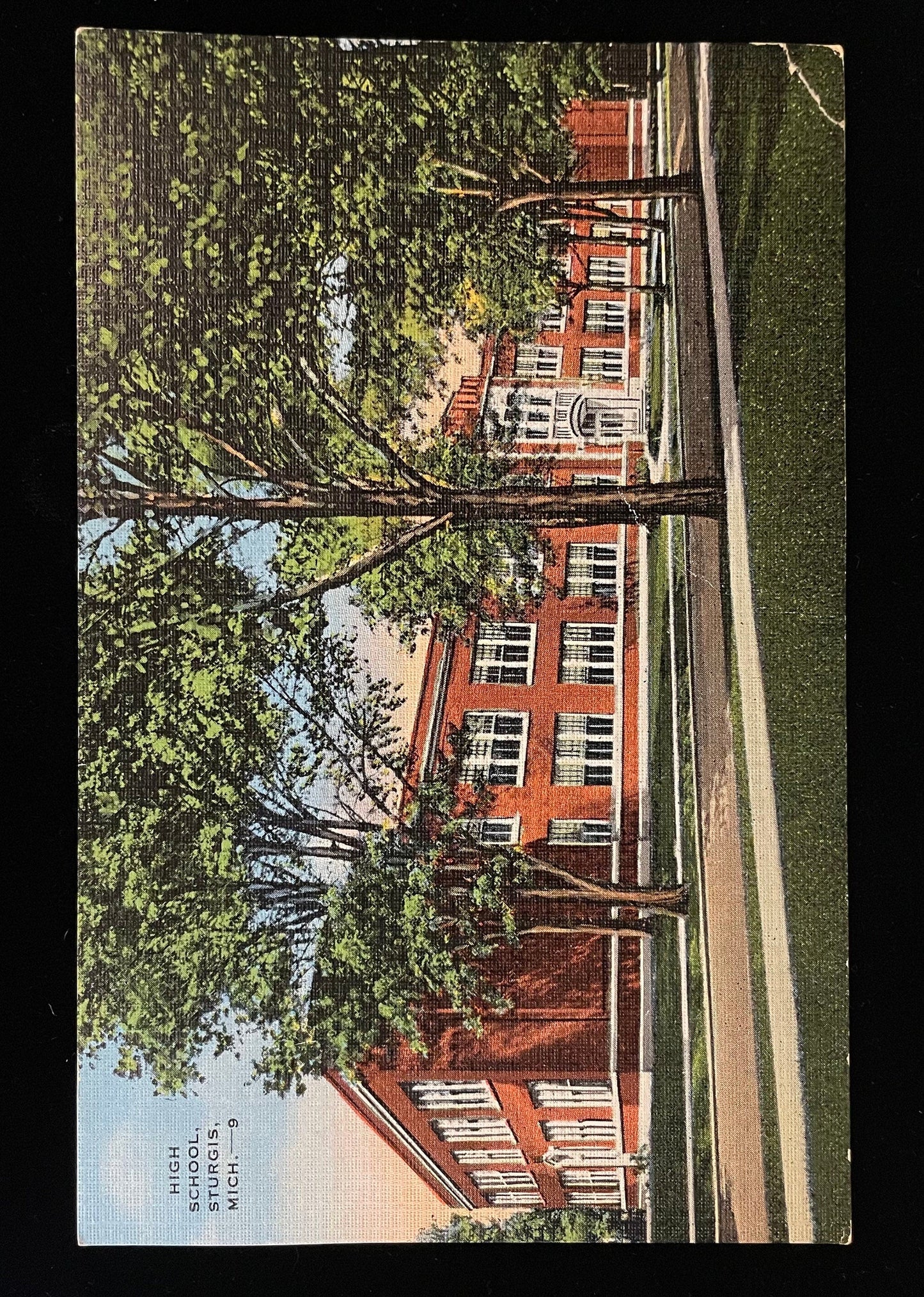 High School, Sturgis, Michigan - Vintage Postcard