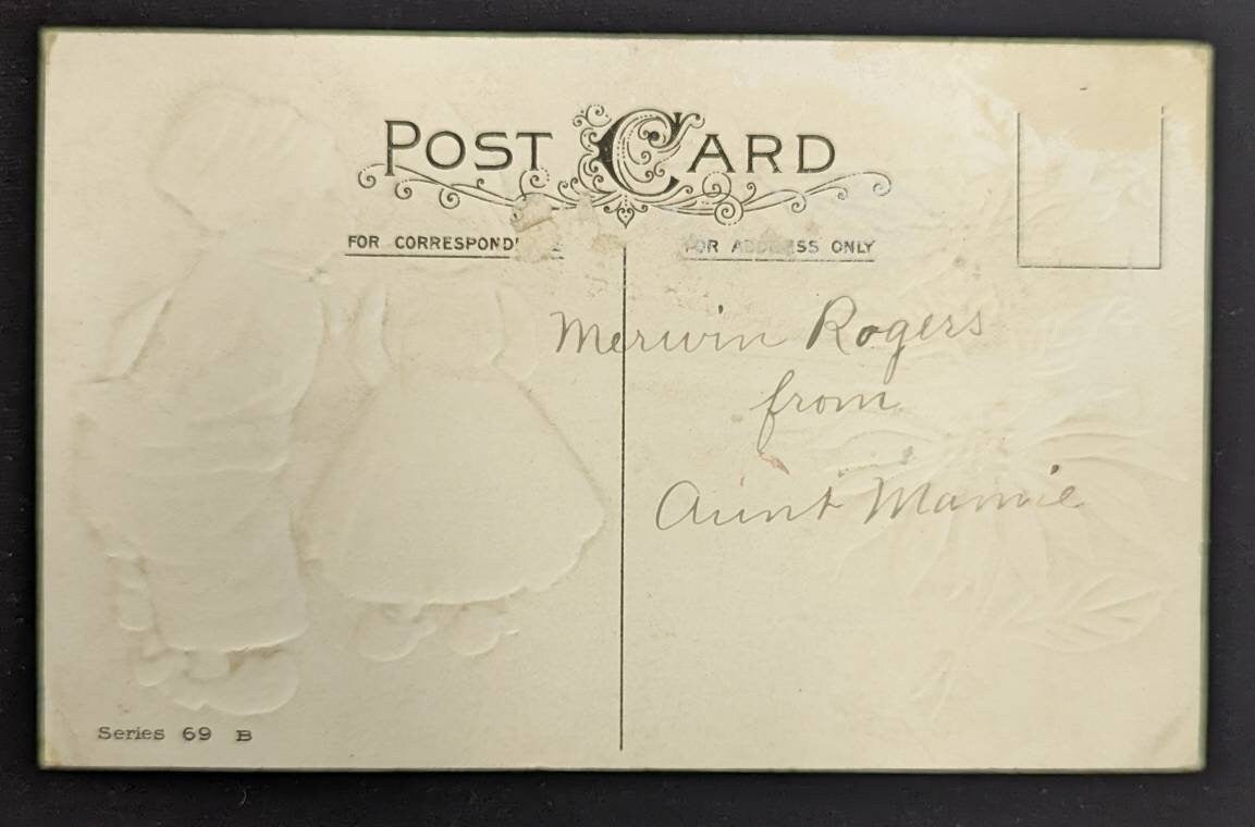 A Merry Christmas - Vintage Dutch Embossed Christmas Postcard