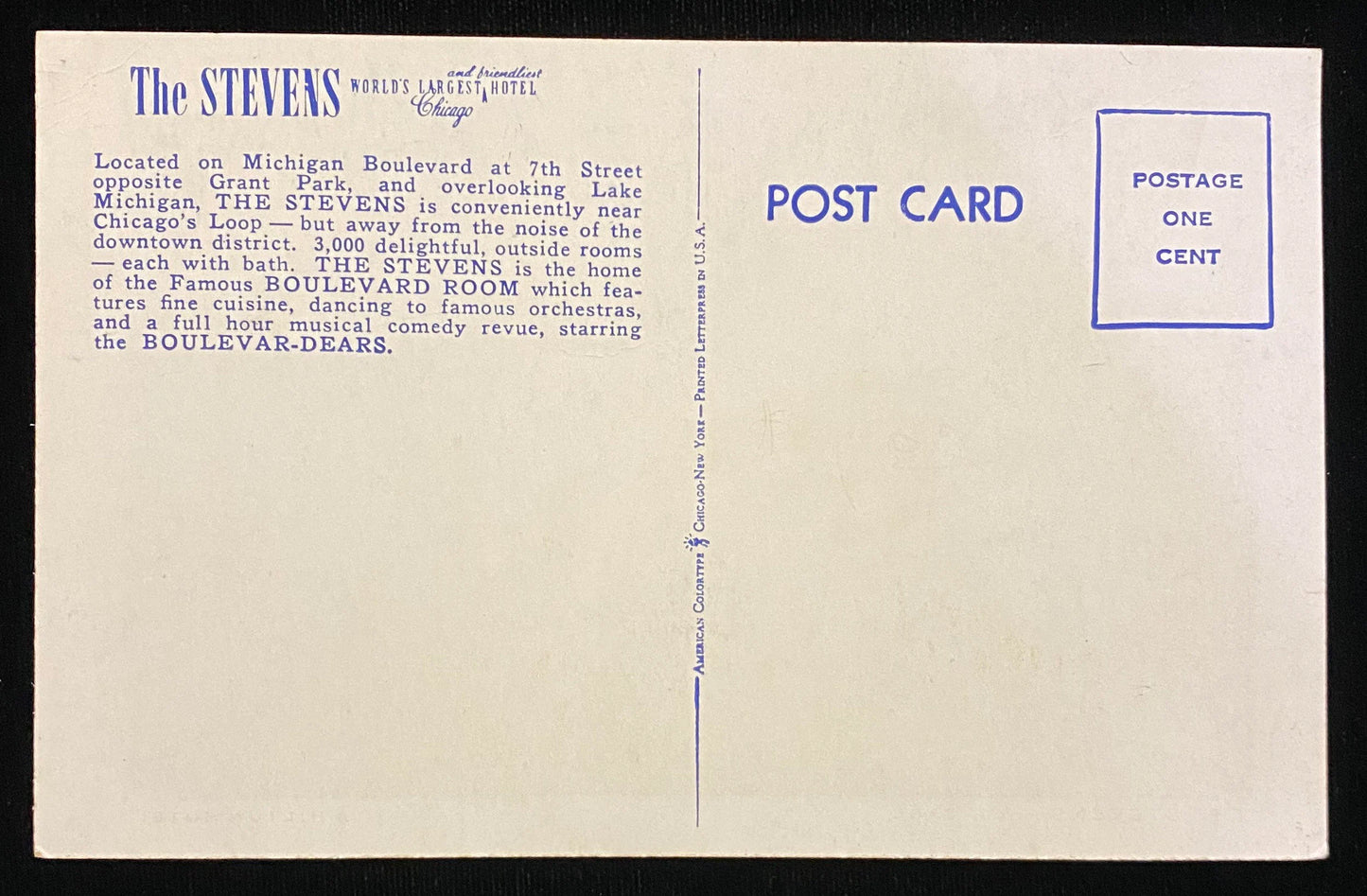 The Stevens, A Hilton Hotel, Chicago, Illinois - Vintage Postcard
