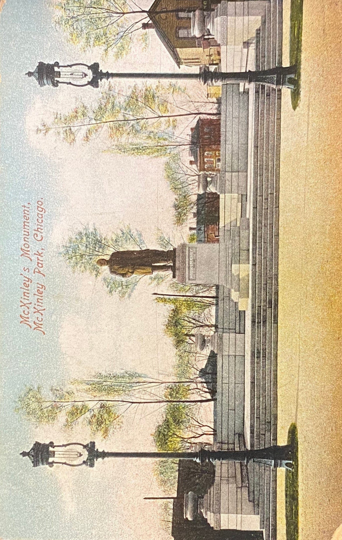 McKinley's Monument, McKinley Park, Chicago - Vintage Postcard