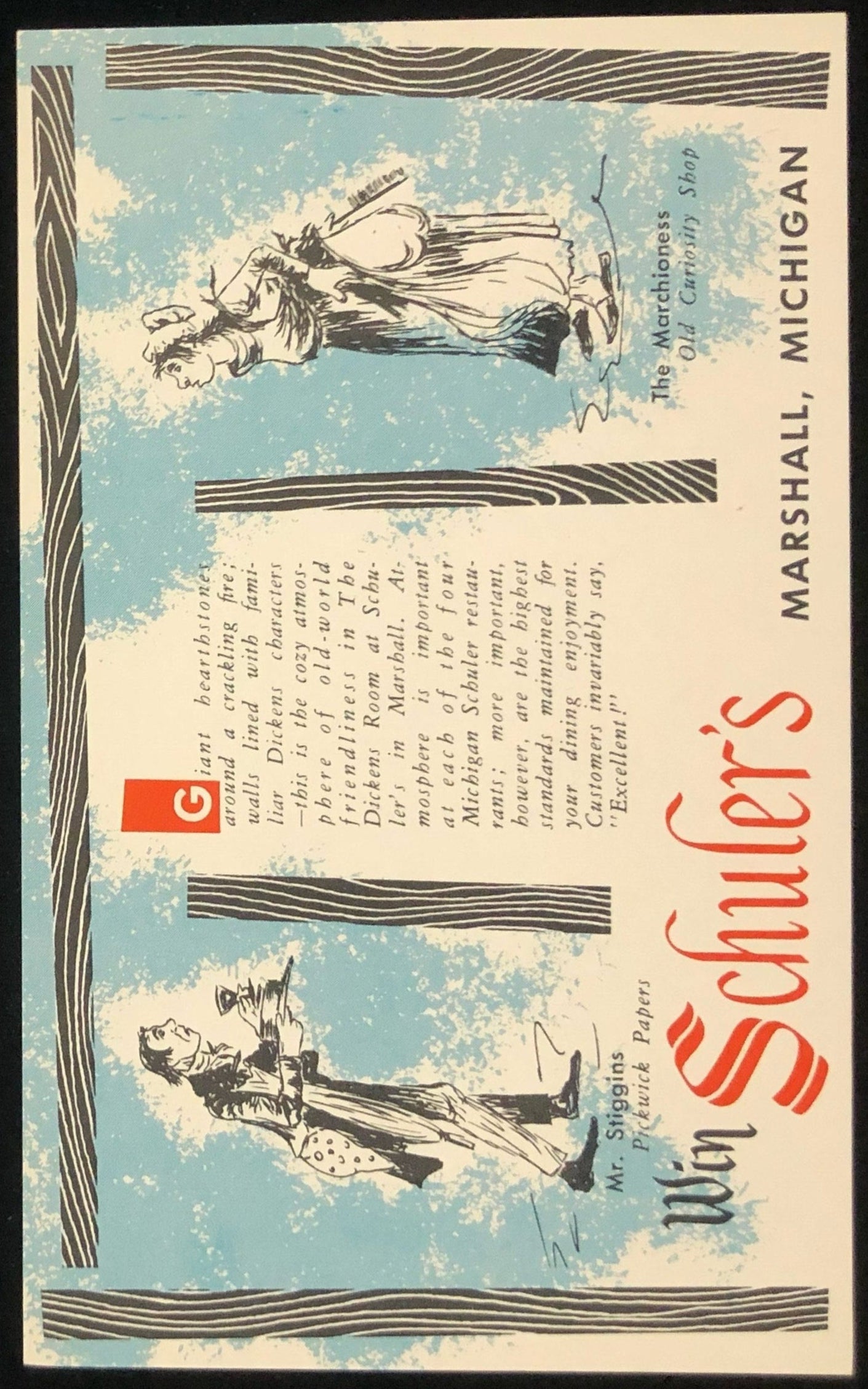 Win Schuler's Marshall, Michigan Collectable Advertising - Vintage Postcard