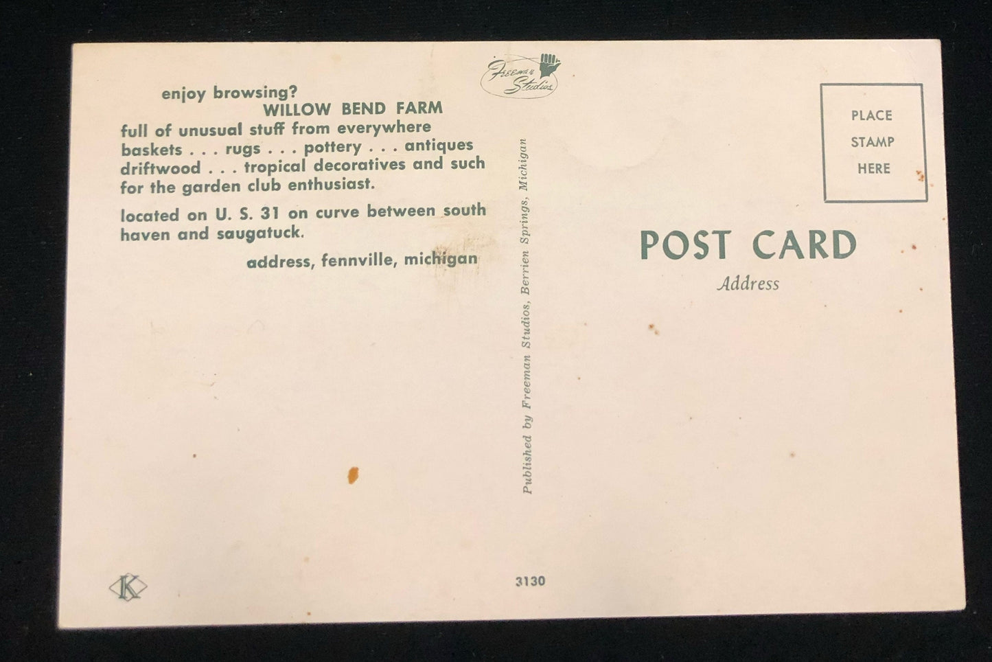 Willow Bend Farm - Fennville Michigan - Vintage Postcard