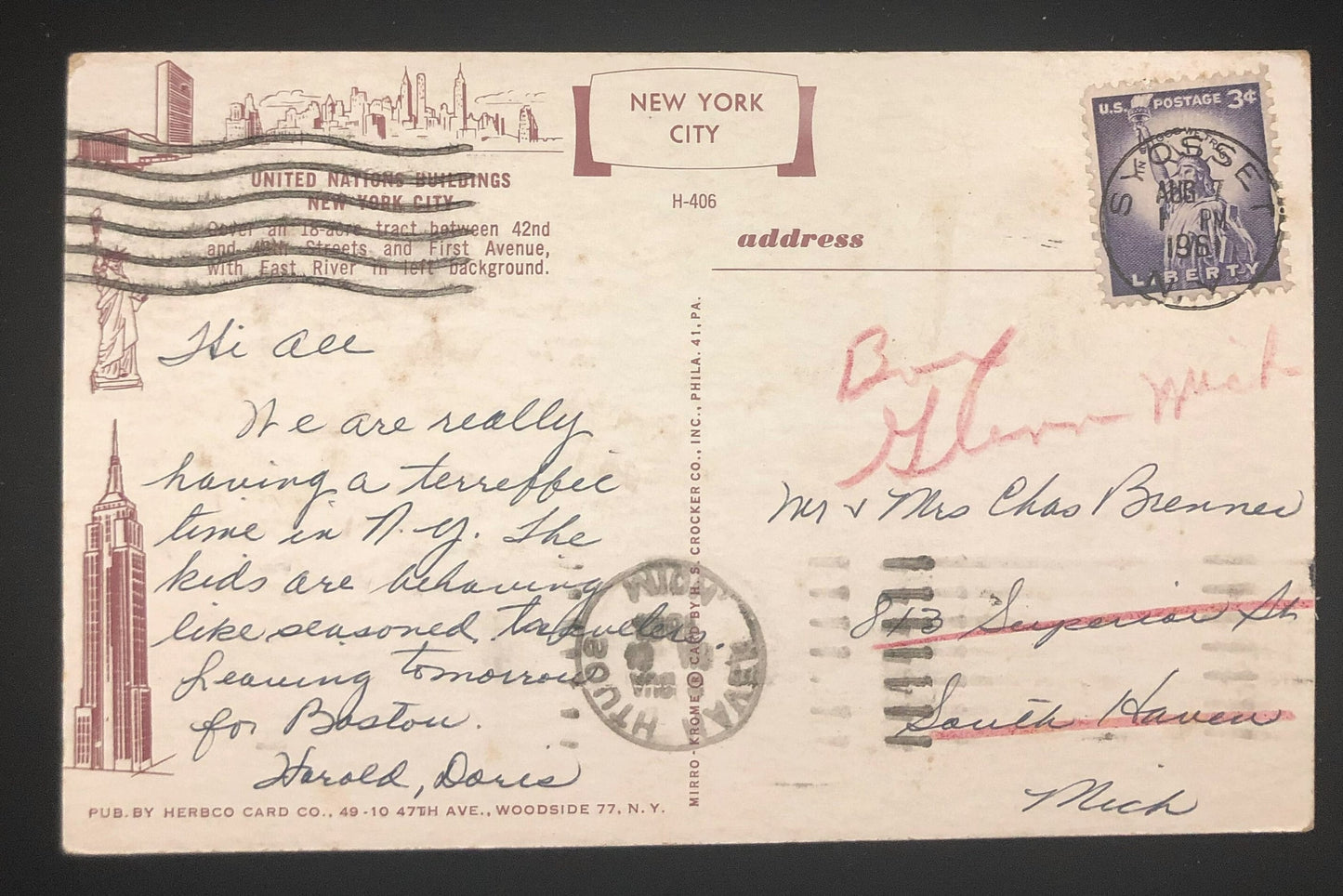 1960's New York City United Nations National Building - Vintage Postcard