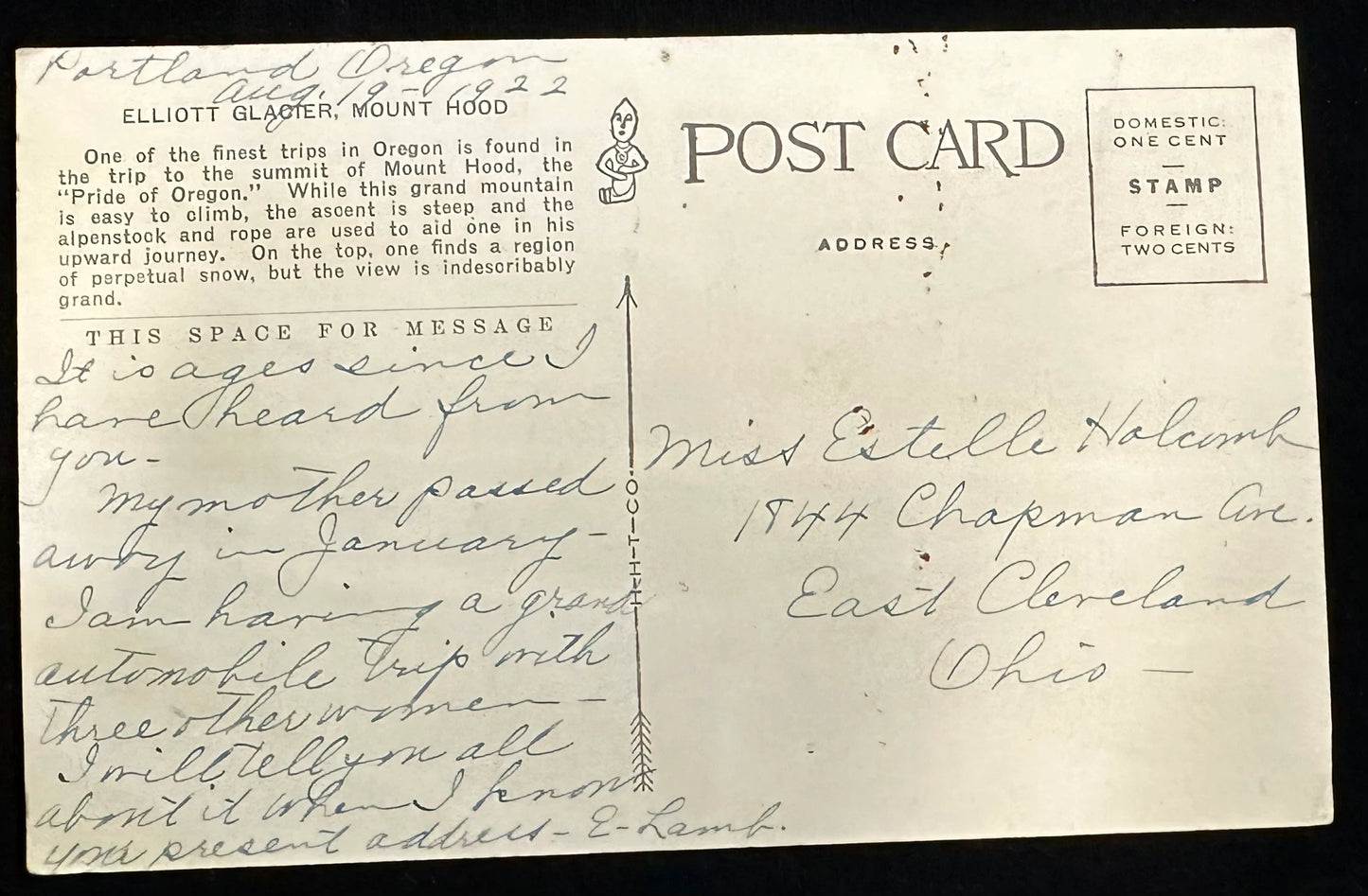 Elliott Glacier, Mount Hood, Oregon Series #7966 - Vintage 1920s Postcard