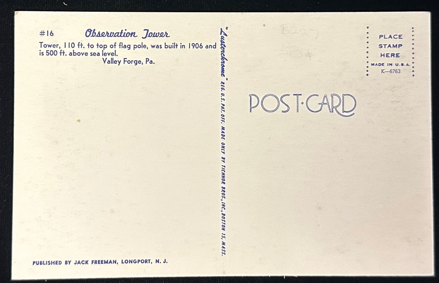 Observation Tower - Vintage Postcard