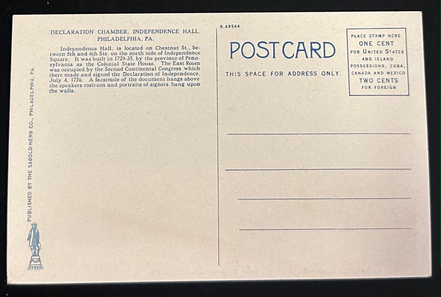 Declaration Chamber - Independence Hall - Philadelphia, PA.- 1910s Postcards