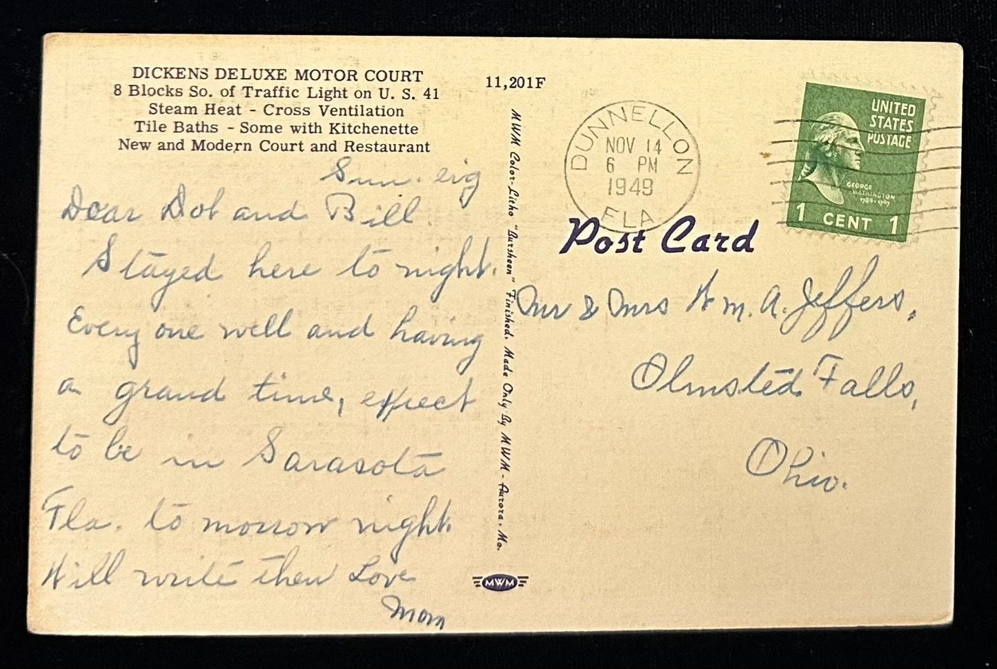 Dickens' Deluxe Motor Court - Lake City, Florida - Vintage Postcard
