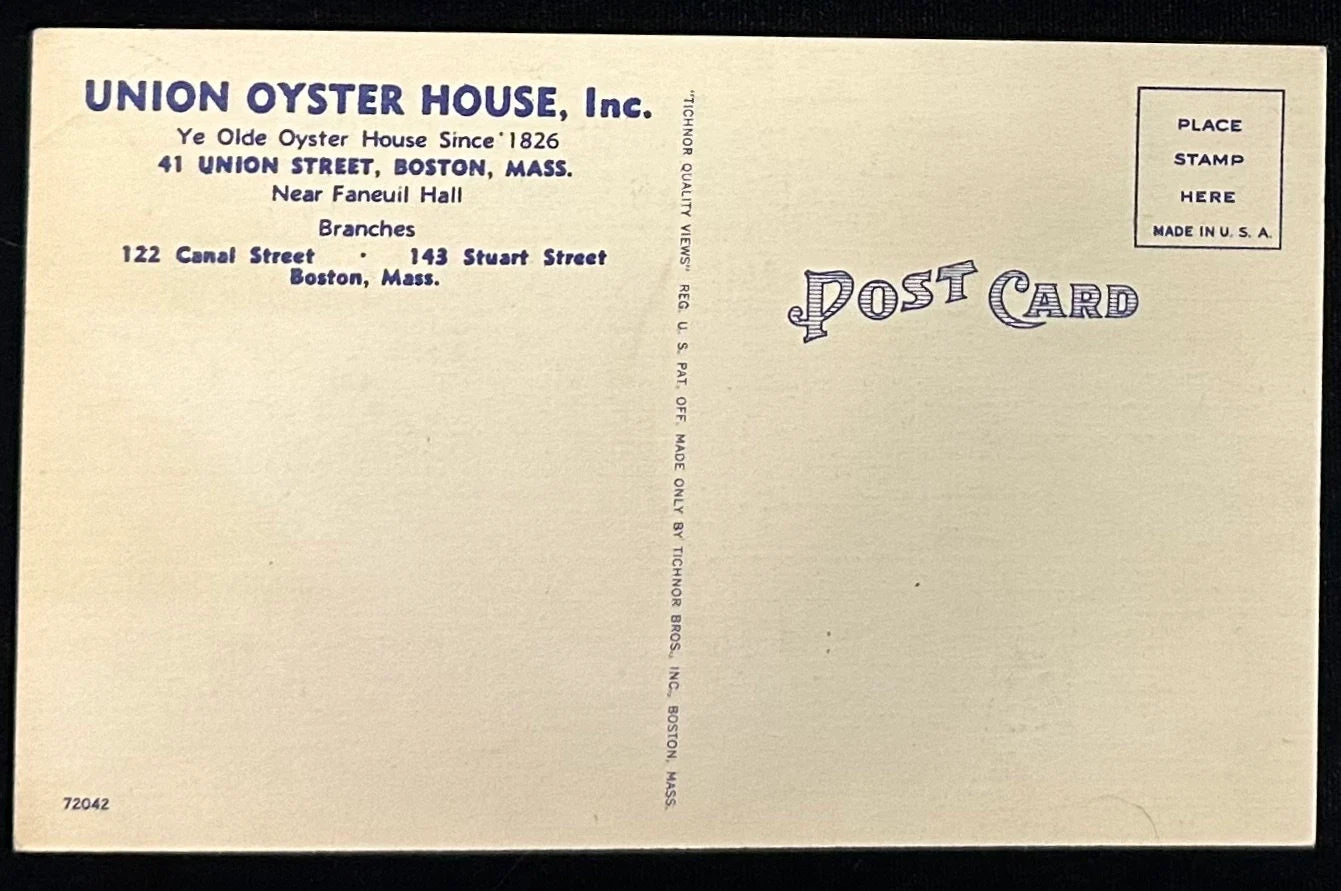 Ye Olde Oyster House, 41 Union Street, Boston, Massachusetts - Vintage Postcard