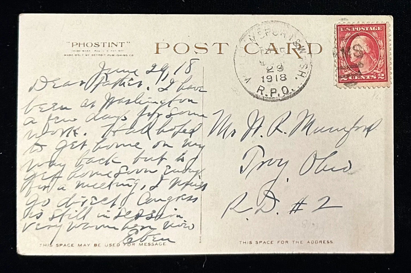 The Capitol at Night, Washington, D.C., Maryland - Vintage 1910s Postcard