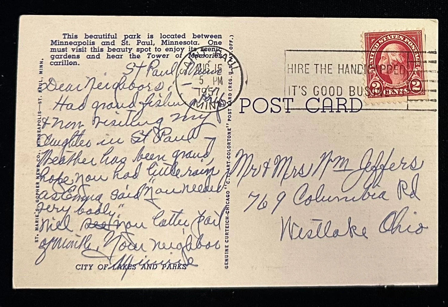 M-75 Sunset Memorial Park, Minneapolis, St. Paul, Minnesota - Vintage Postcard