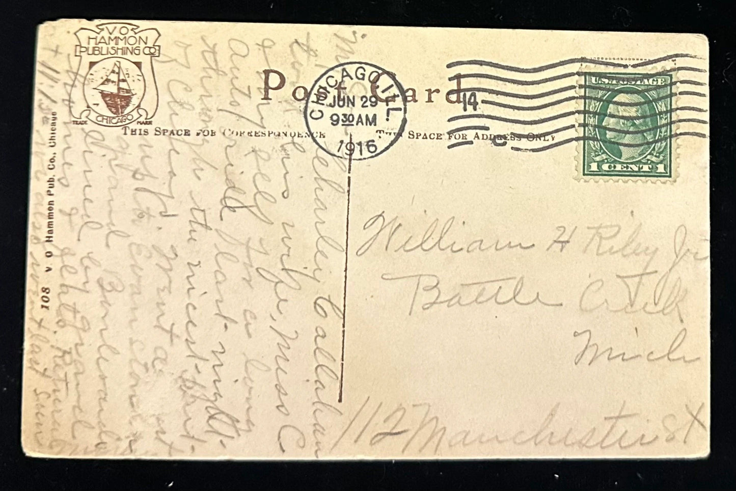 Chicago in 1833 - V. O. Hammon Pub Co. Chicago - Vintage 1903 Postcard