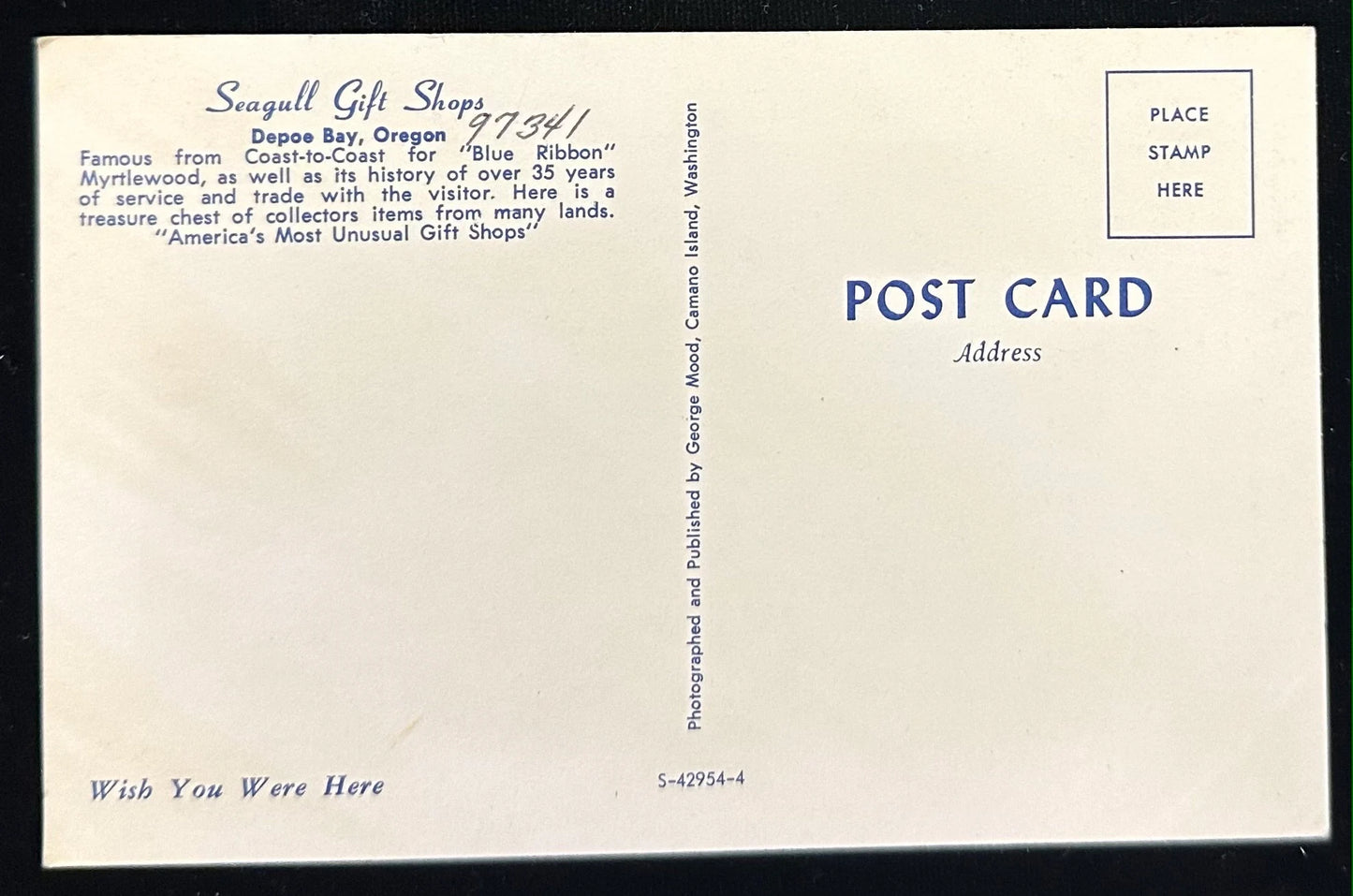 Seagull Gift Shop - Featuring "Blue Ribbon" Myrtle Wood - 1970s Postcards