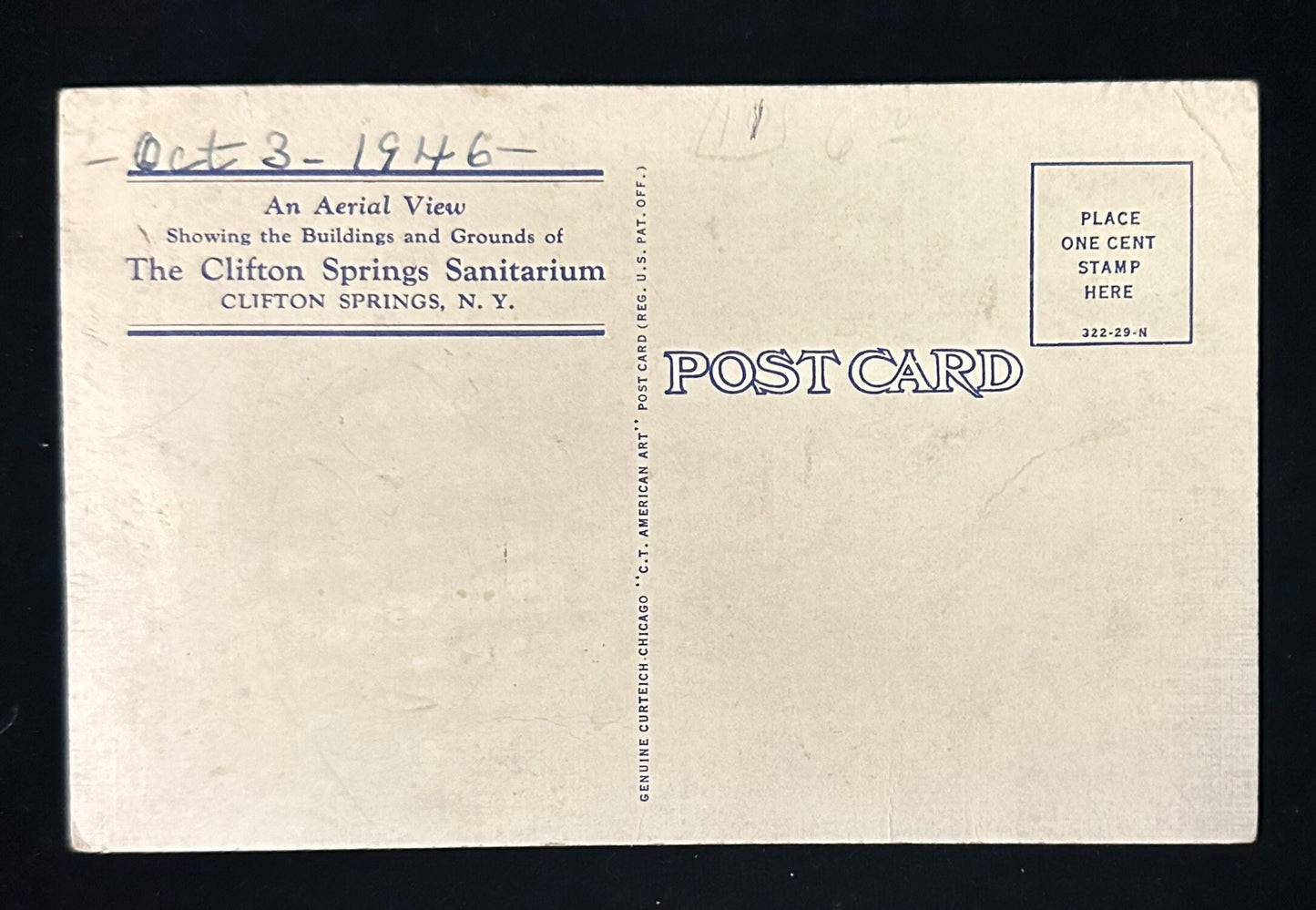 Aerial View The Sanitarium, Clifton Springs, New York - Vintage Postcard