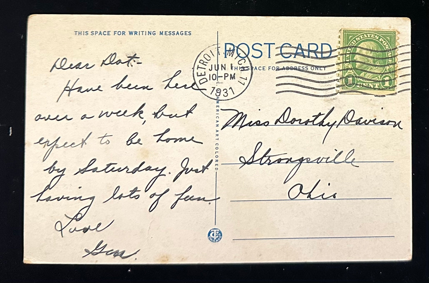 Industrial Bank Building, Detroit, Michigan - Vintage Postcard