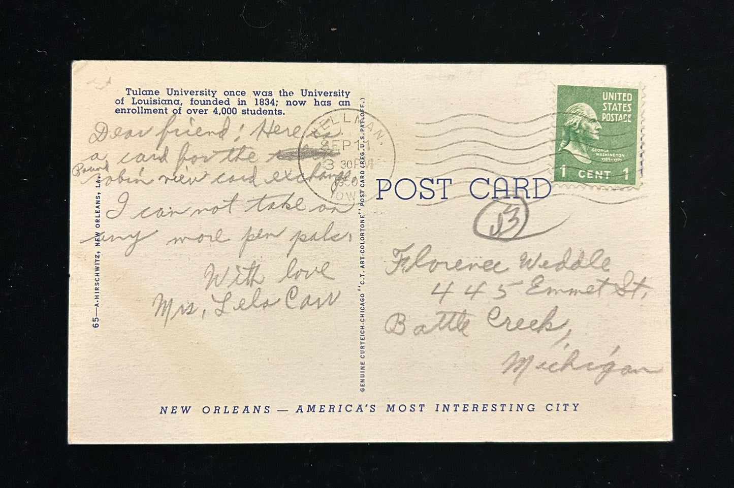 Tulane University, New Orleans, Louisiana - Vintage Postcard