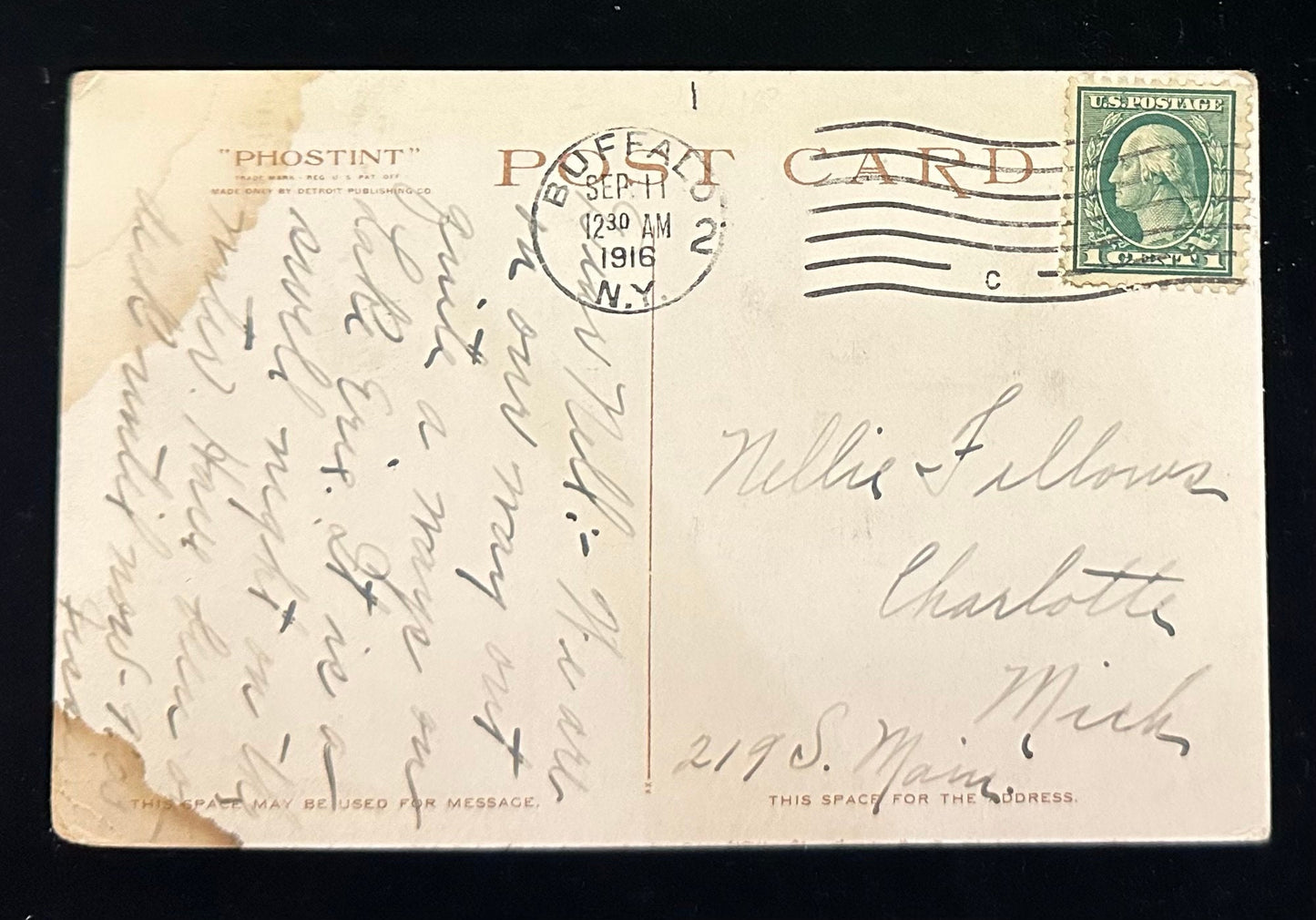 Main Street, Buffalo, New York, Ellicott Square - Vintage Postcard