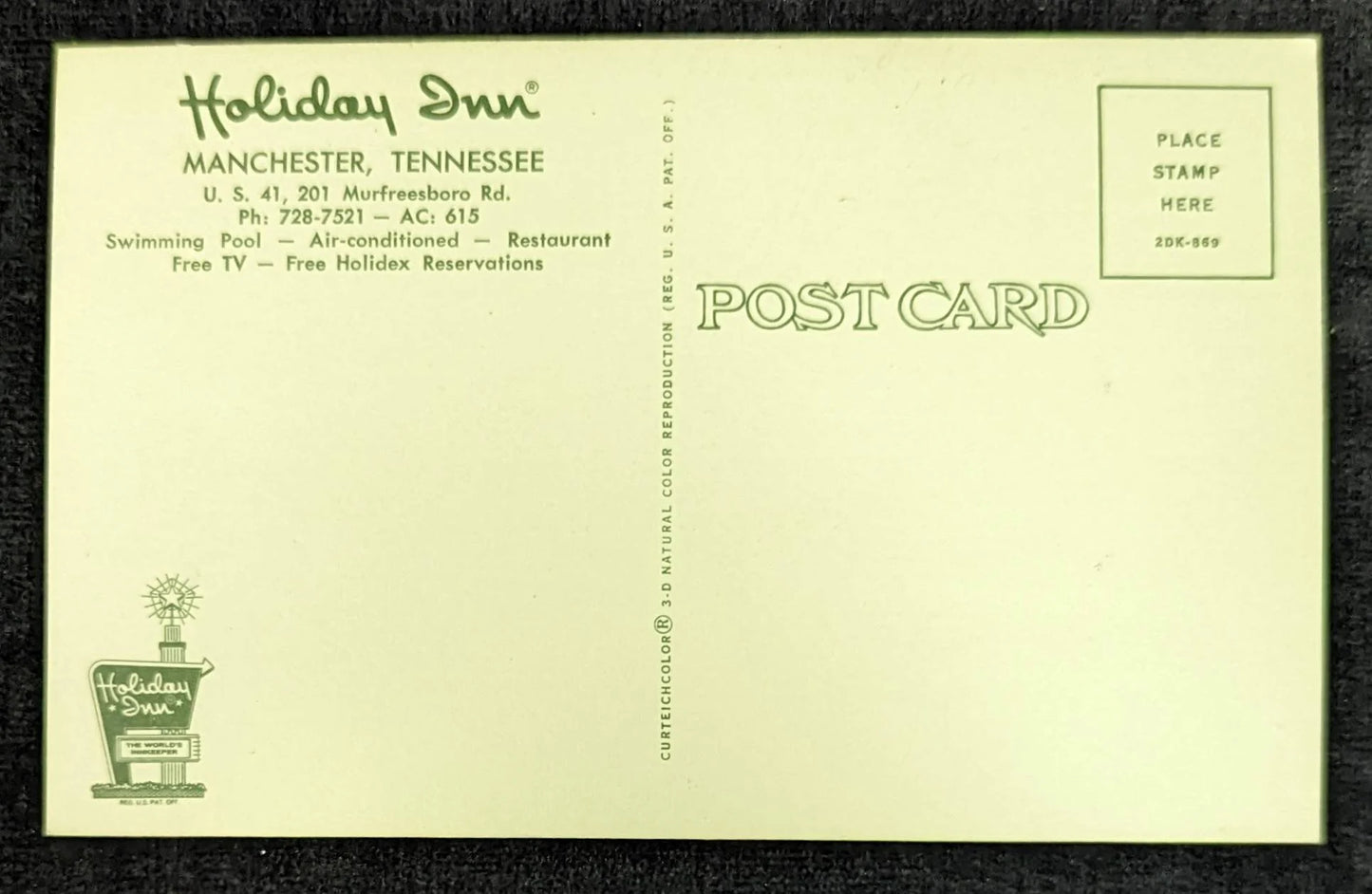 Holiday Inn of Manchester, Tennessee - Vintage Postcard