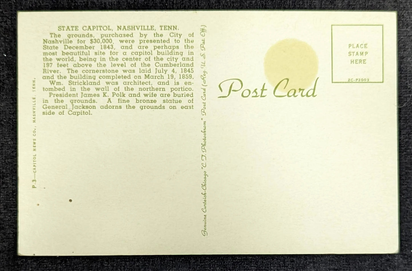 State Capitol, Nashville, Tennessee - Vintage Postcard
