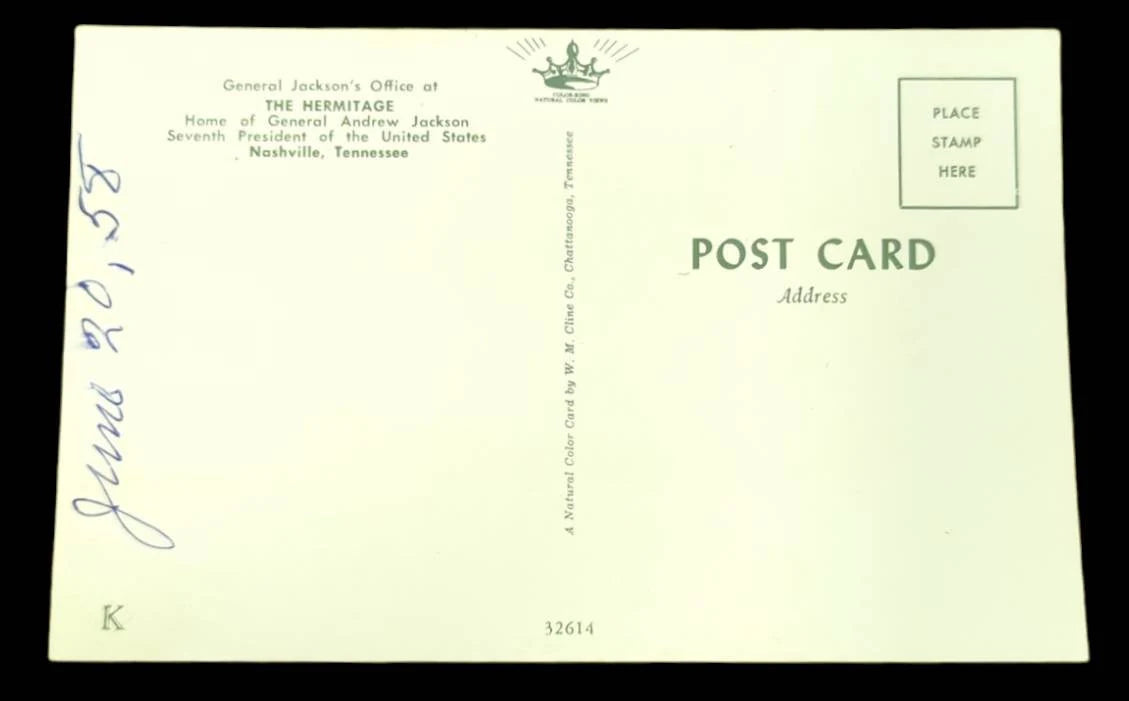 General Jackson's Office at The Hermitage, Nashville, Tennessee - Vintage 1950s Postcard