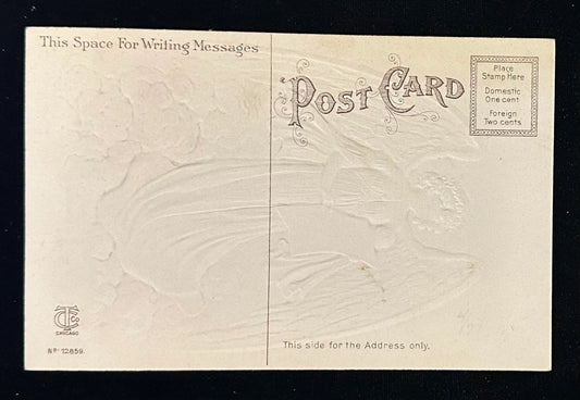 Beautiful Angel - Merry Christmas - Vintage 1910 Postcard