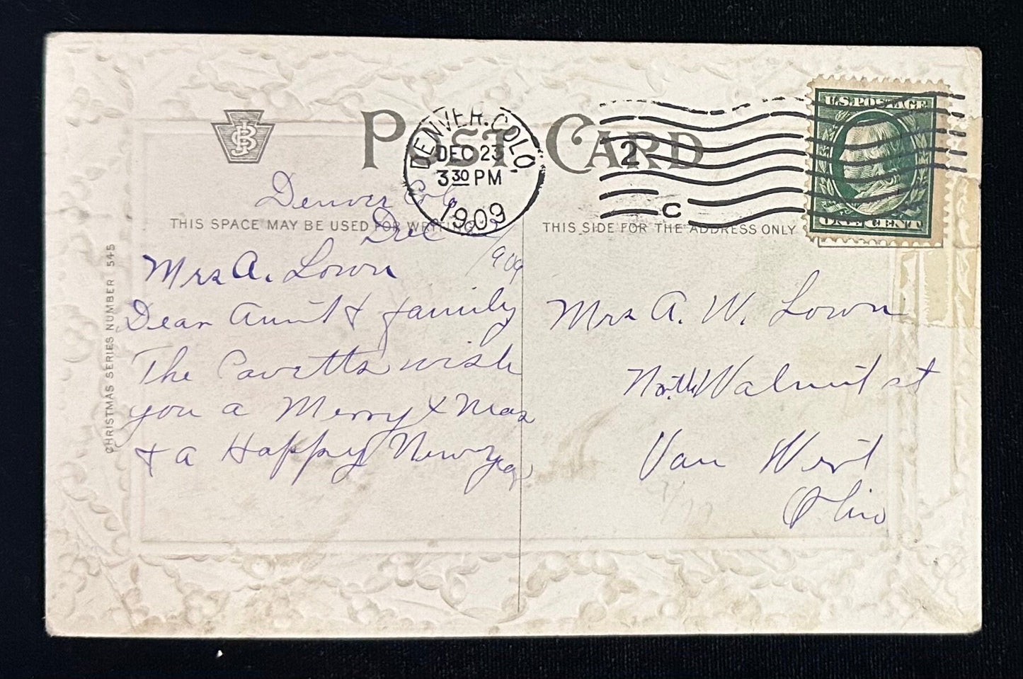 Christmas Greetings - Vintage Postcard