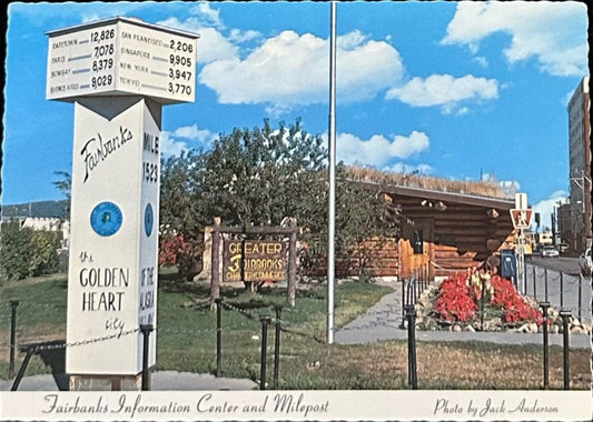 Fairbanks Information Center and Milepoint Alaska - Vintage Postcard
